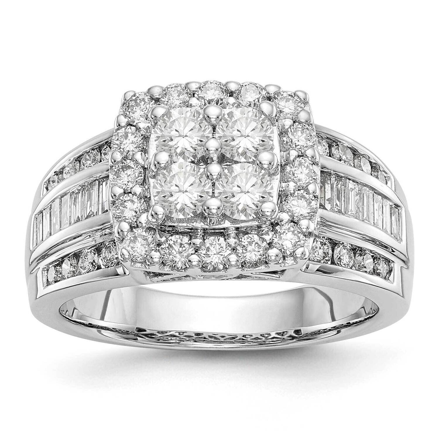 Complete Diamond Cluster Engagement Ring 14k White Gold RM2398E-145-WAA