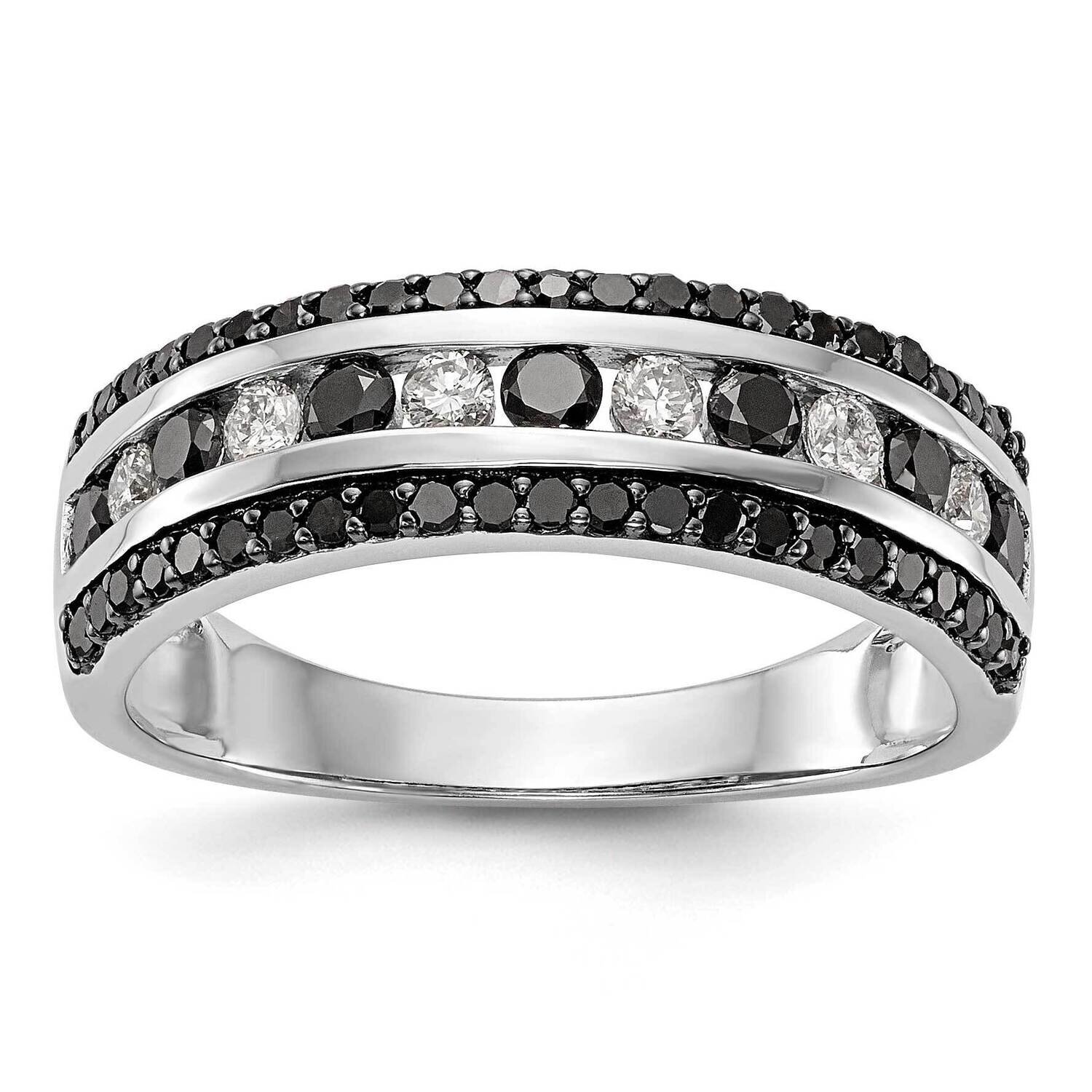 Black &amp; White Diamond Band 14k White Gold RM3443B-BK-073-WAA, MPN: RM3443B-BK-073-WAA,