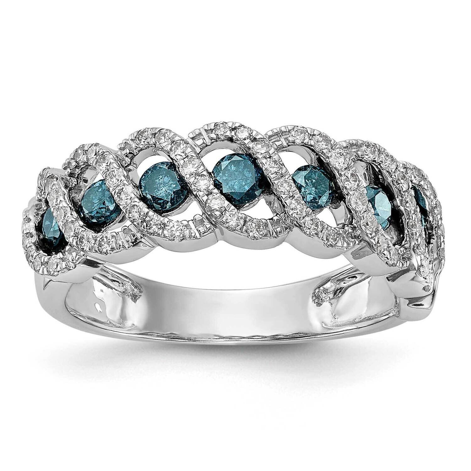 Blue &amp; White Diamond Band 14k White Gold RM3444B-BD-075-WAA