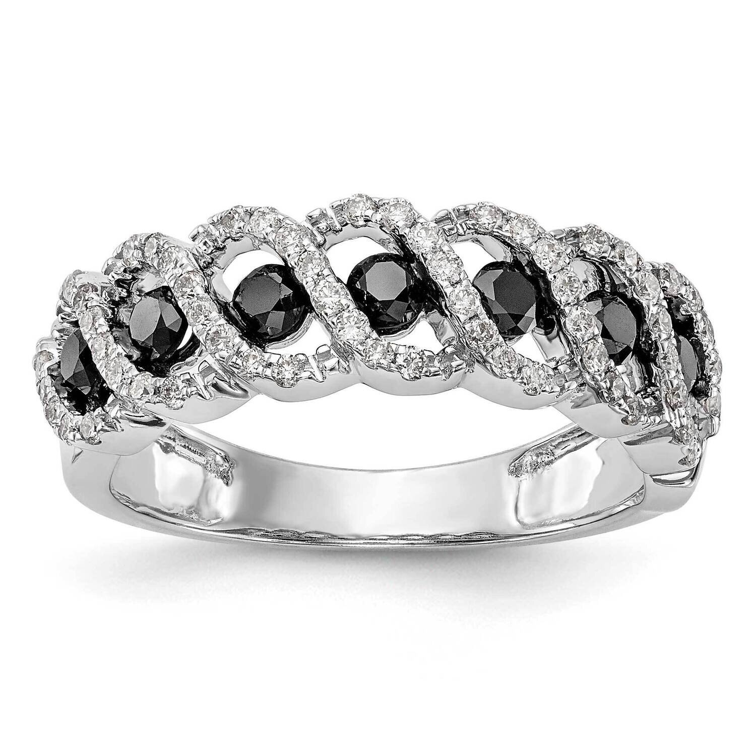 Black &amp; White Diamond Band 14k White Gold RM3444B-BK-075-WAA, MPN: RM3444B-BK-075-WAA,