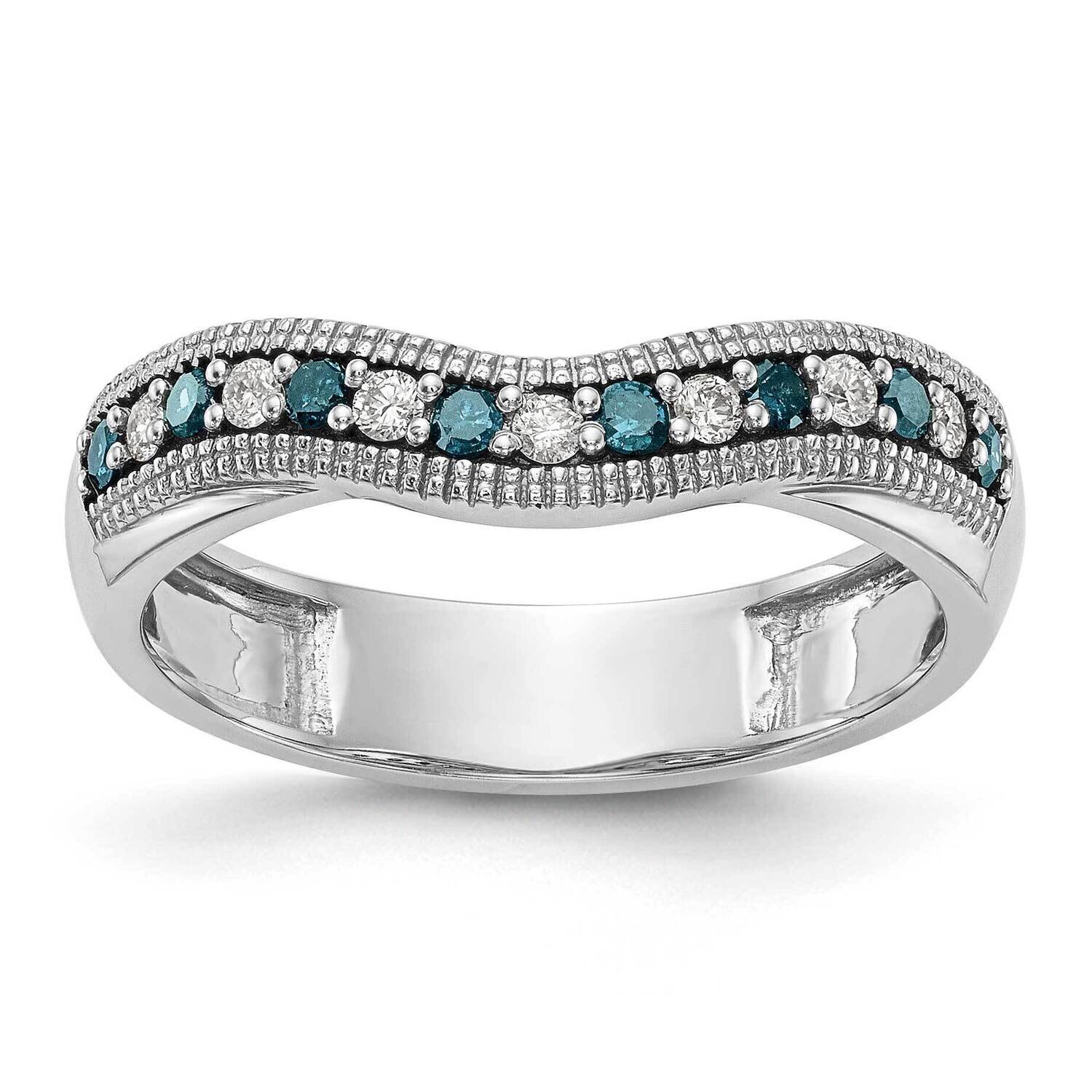 Blue &amp; White Diamond Band 14k White Gold RM3447B-BD-022-WAA