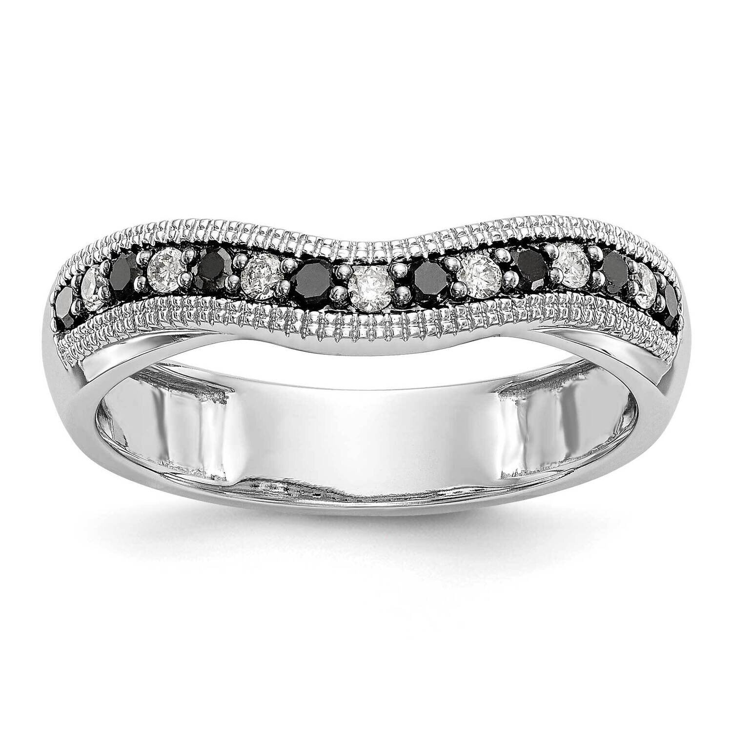Black &amp; White Diamond Band 14k White Gold RM3447B-BK-022-WAA, MPN: RM3447B-BK-022-WAA,