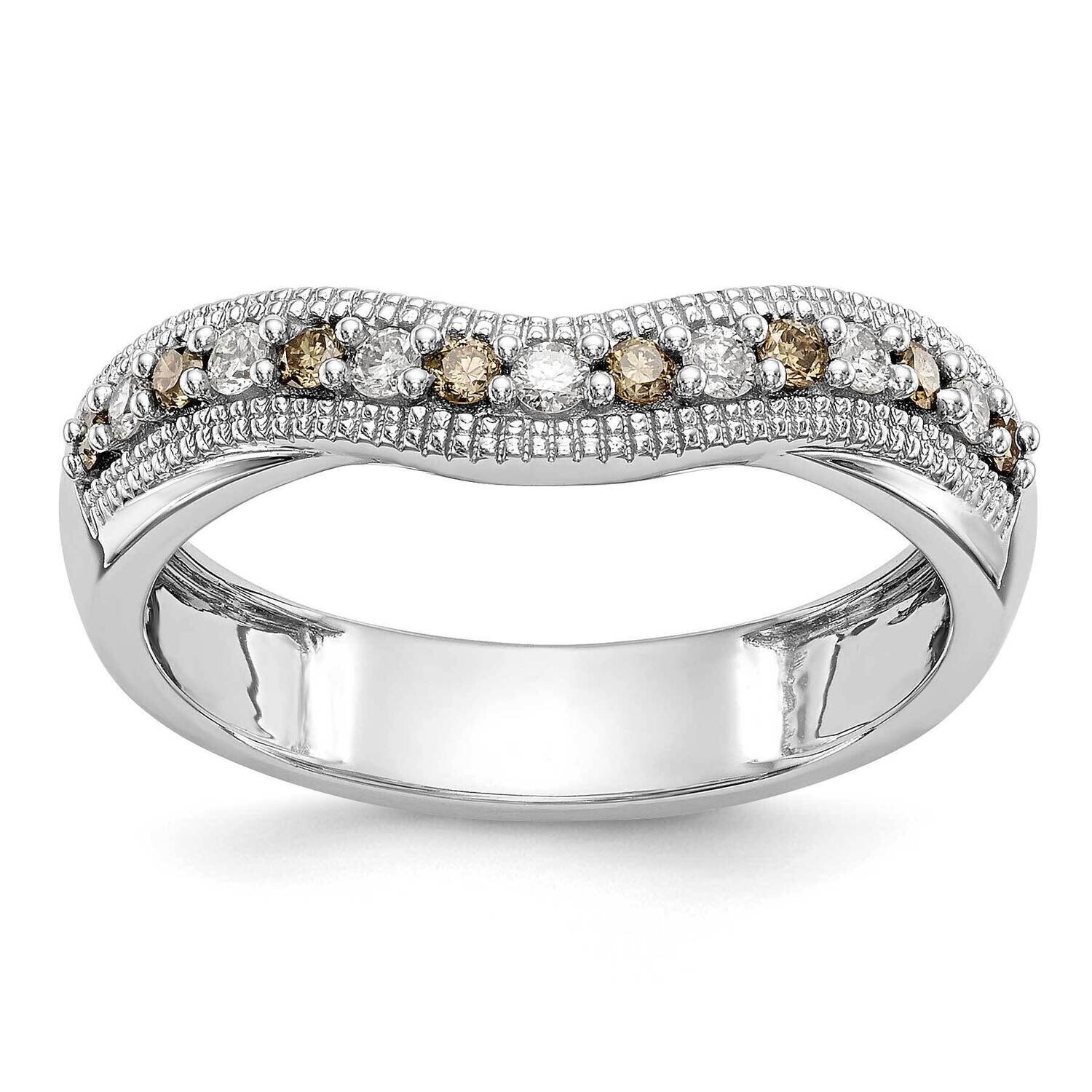 Champagne &amp; White Diamond Band 14k White Gold RM3447B-CH-022-WAA, MPN: RM3447B-CH-022-WAA,