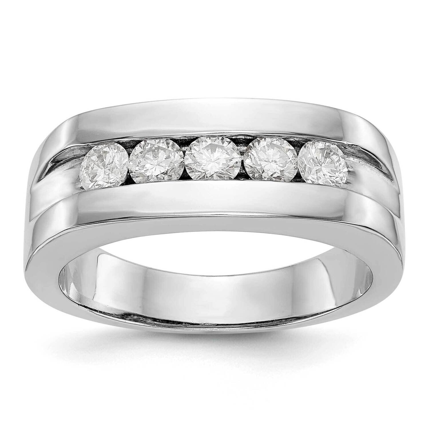 5-Stone Diamond Men&#39;s Channel Band 14k White Gold RM3458B-070-WAA, MPN: RM3458B-070-WAA, 8839578027…