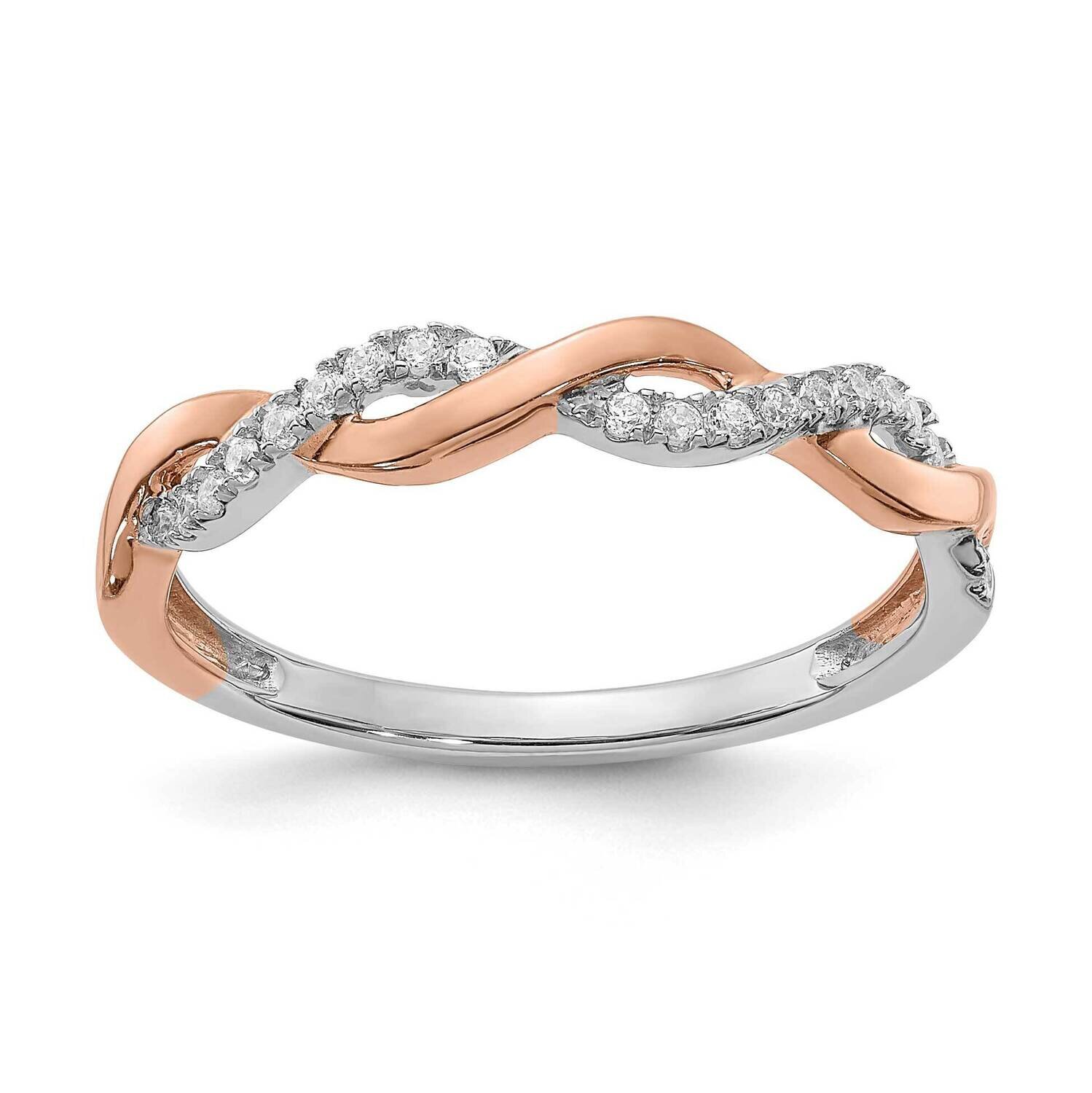 Diamond Twist Design Wedding Band 14k White & Rose Gold RM5909B-012-WRAA