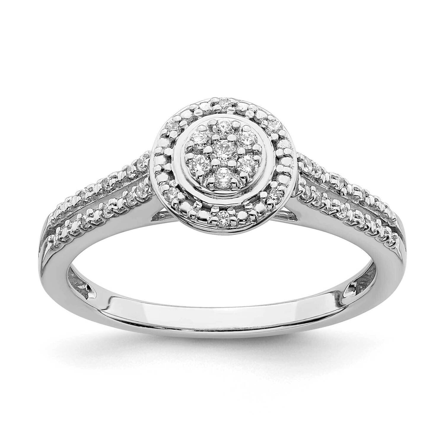 Diamond Cluster Engagement Ring 10k White Gold RM6393E-016-0WAA