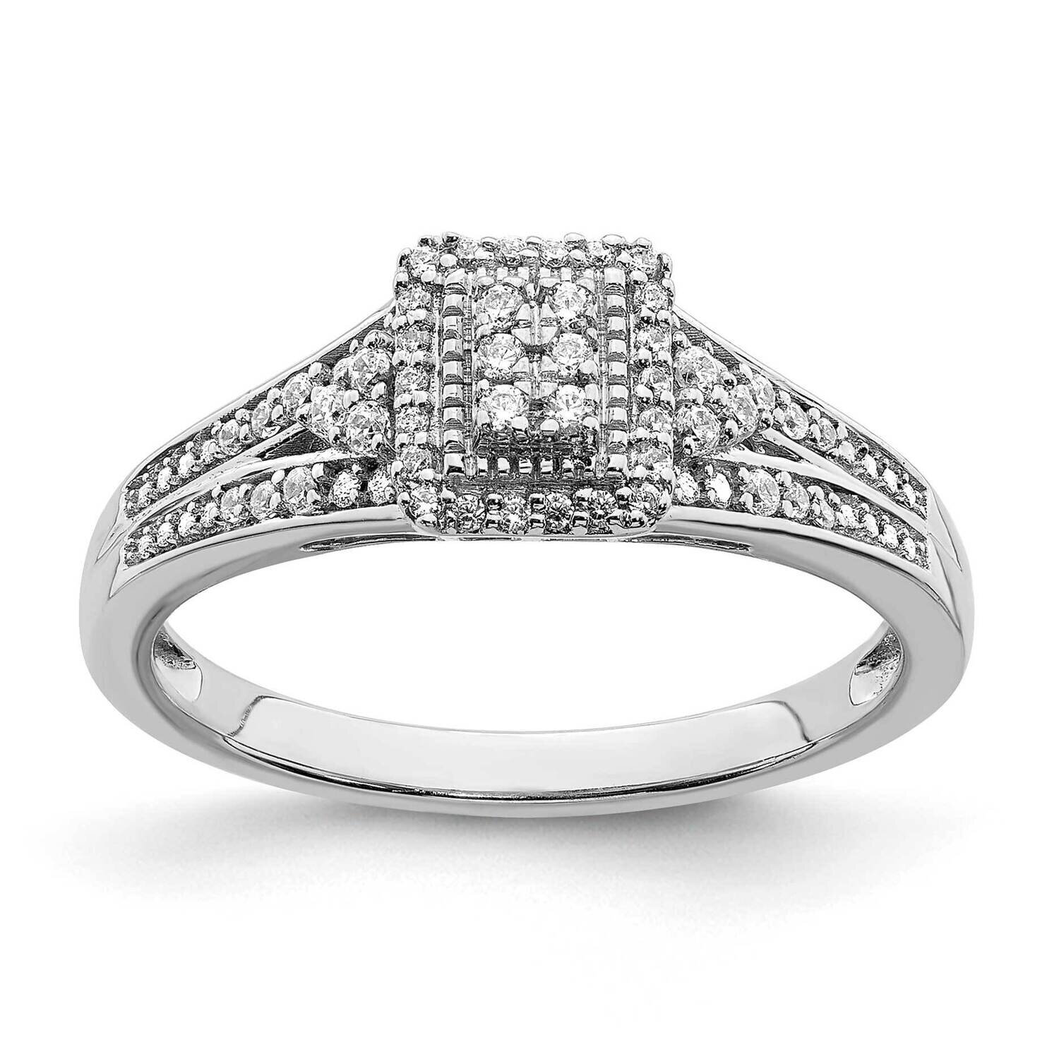 Diamond Cluster Engagement Ring 10k White Gold RM6398E-020-0WAA