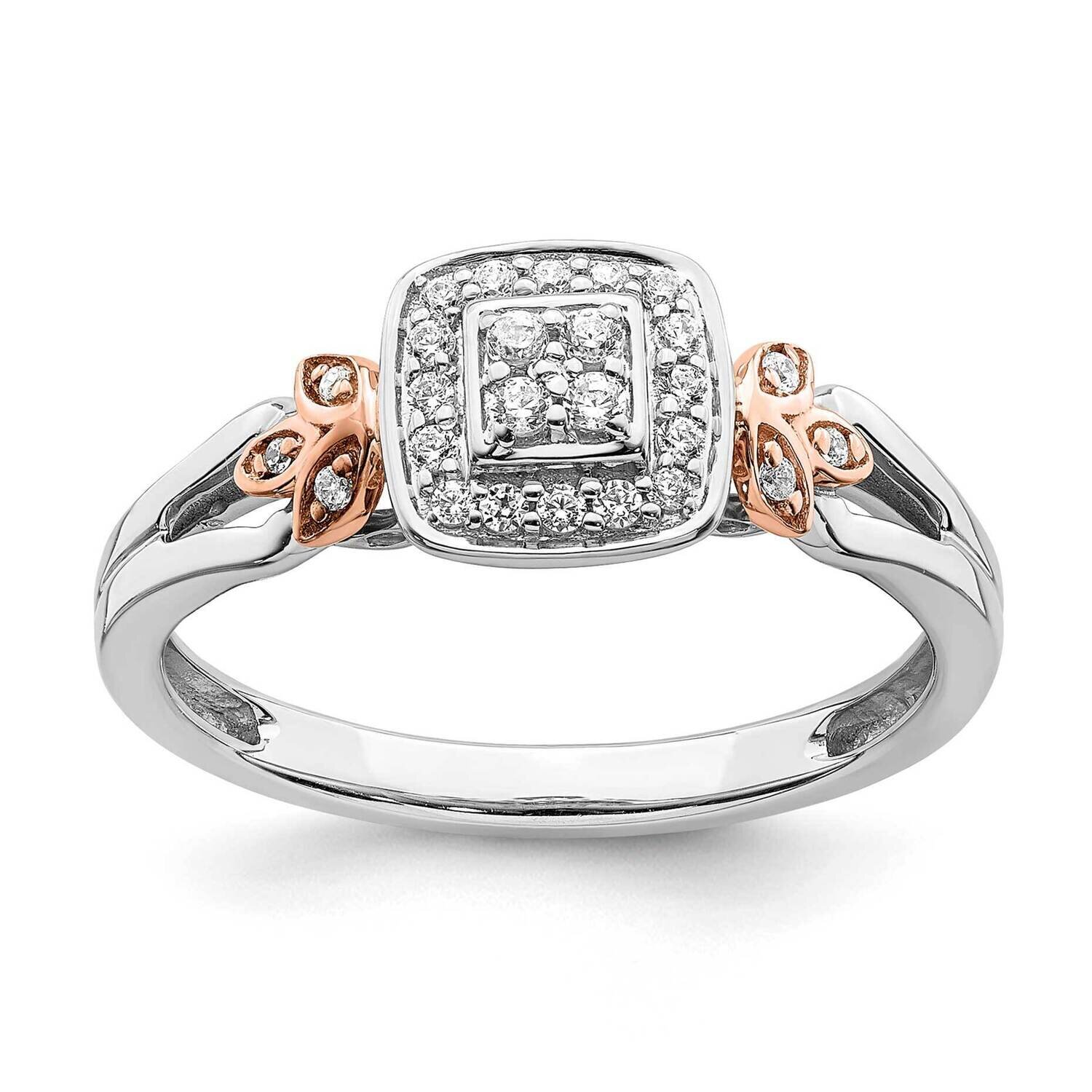 Diamond Cluster Engagement Ring 10k White &amp; Rose Gold RM6399E-017-0WRAA