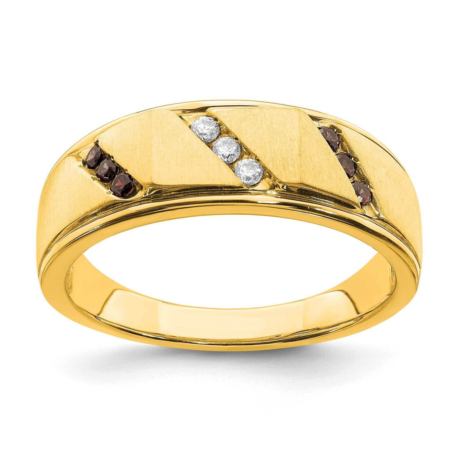 Men&#39;s Brown and White Diamond Bridal Band 14k Yellow Gold RM6412B-020-YAA, MPN: RM6412B-020-YAA, 19…