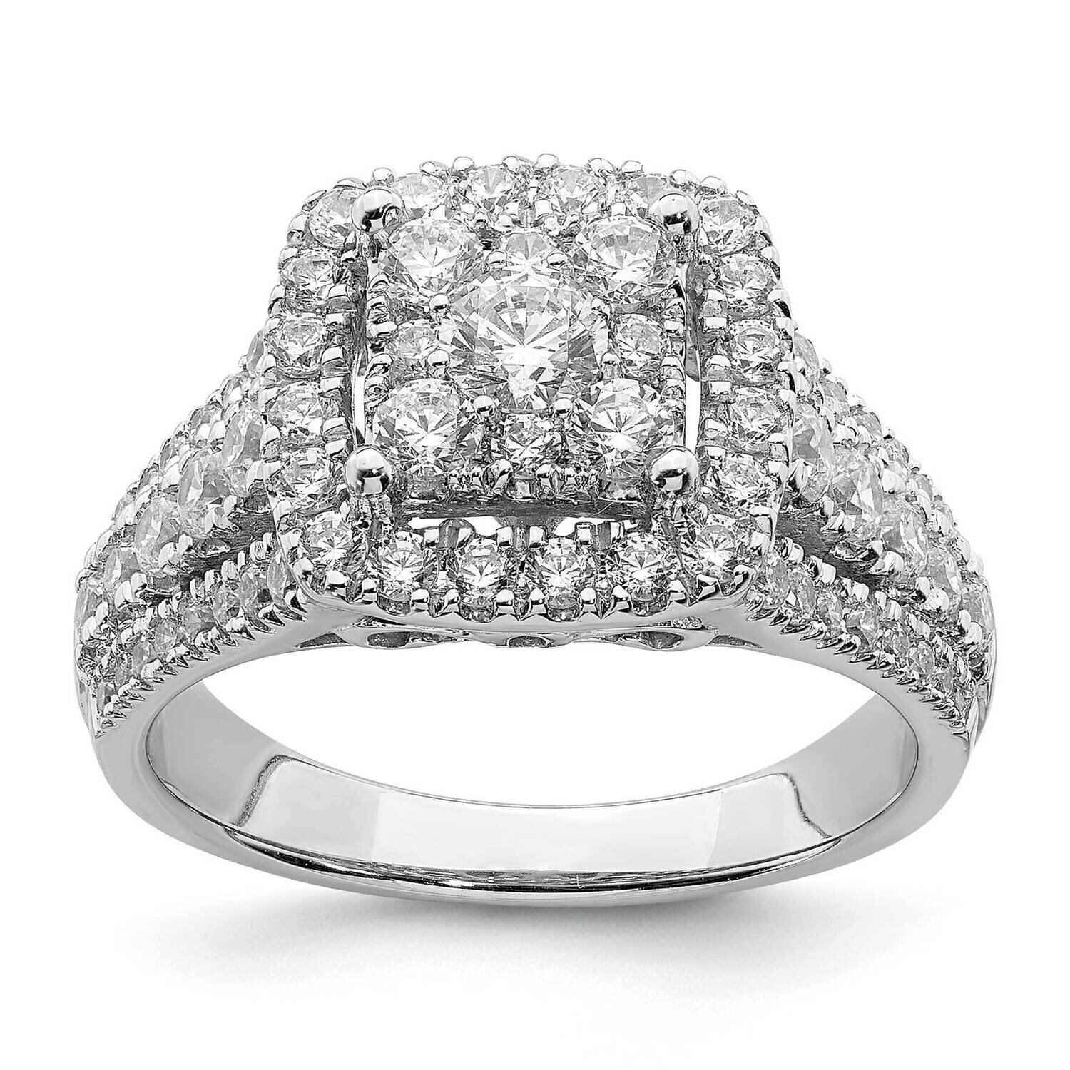 Diamond Cluster Diamond Engagement Ring 14k White Gold RM6471E-150-WAA, MPN: RM6471E-150-WAA,