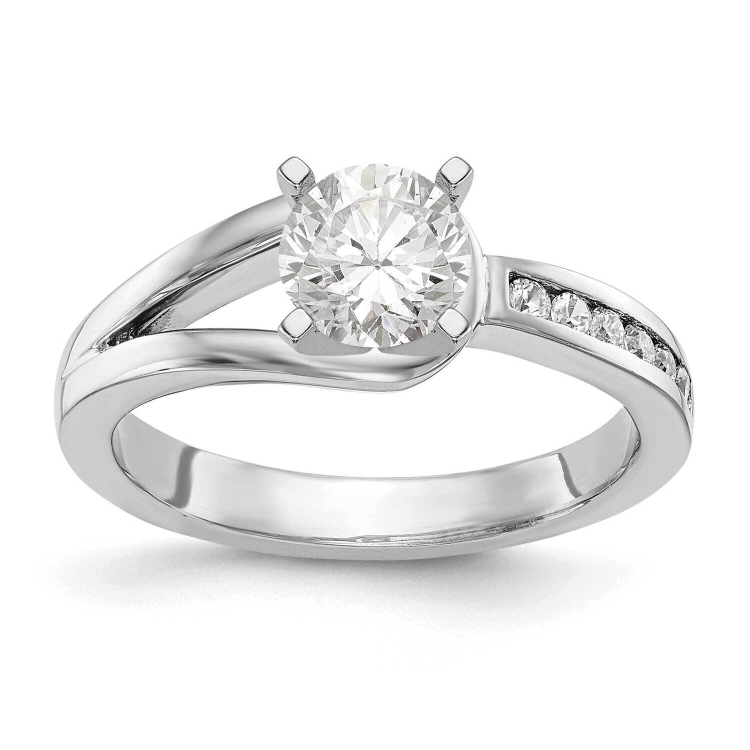 Diamond Peg Set Semi-mount Engagement Ring 14k White Gold RM2646E-015-WAA