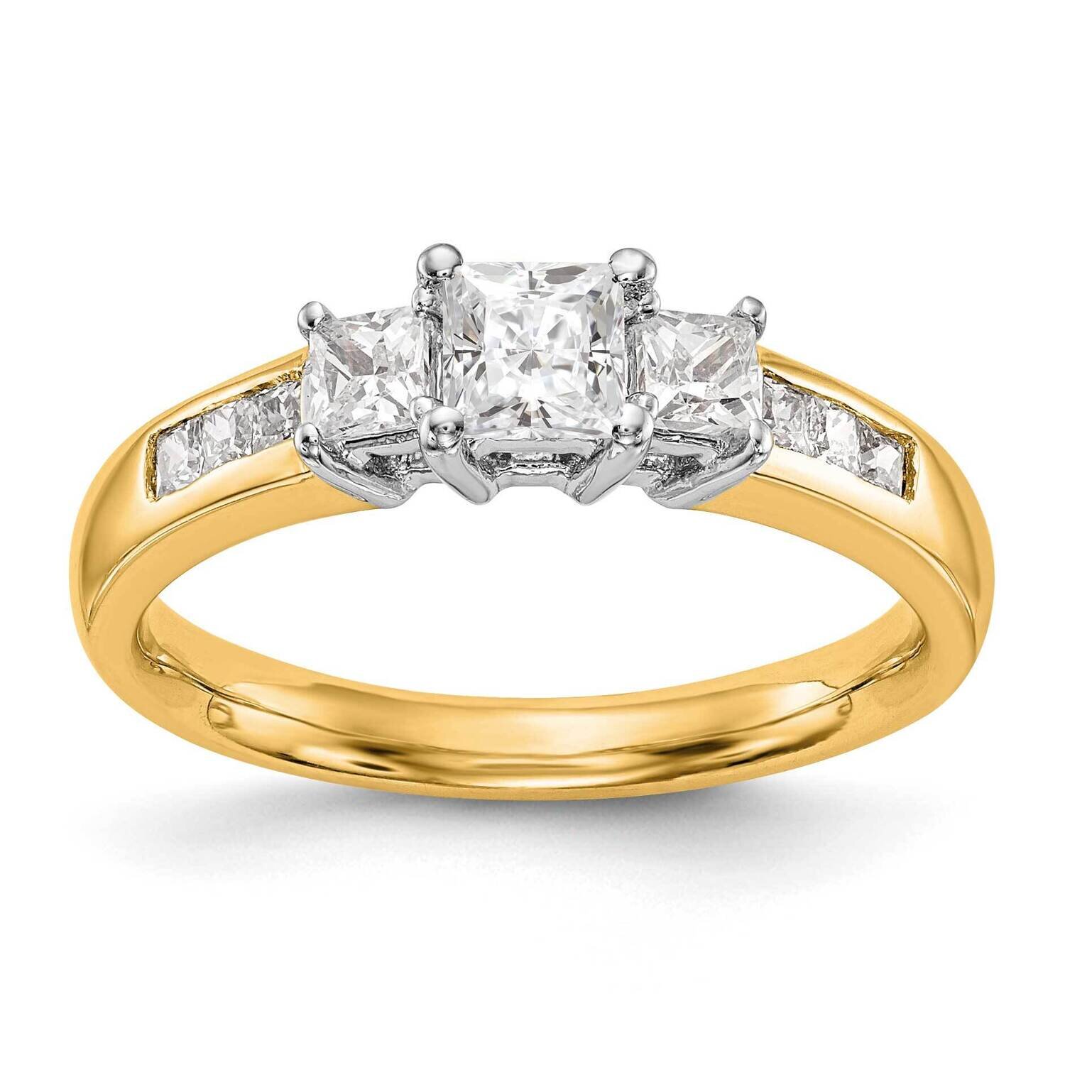 3-Stone Diamond Semi-Mount Engagement Ring 14k Two-tone Gold RM3007E-033-YWAA