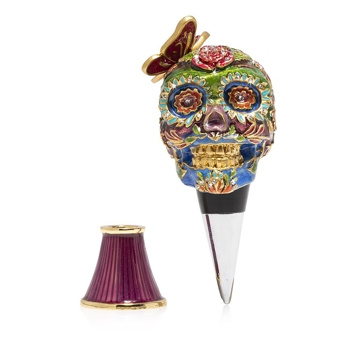 Jay Strongwater Skull Wine Stopper And Stand SDH6646-289