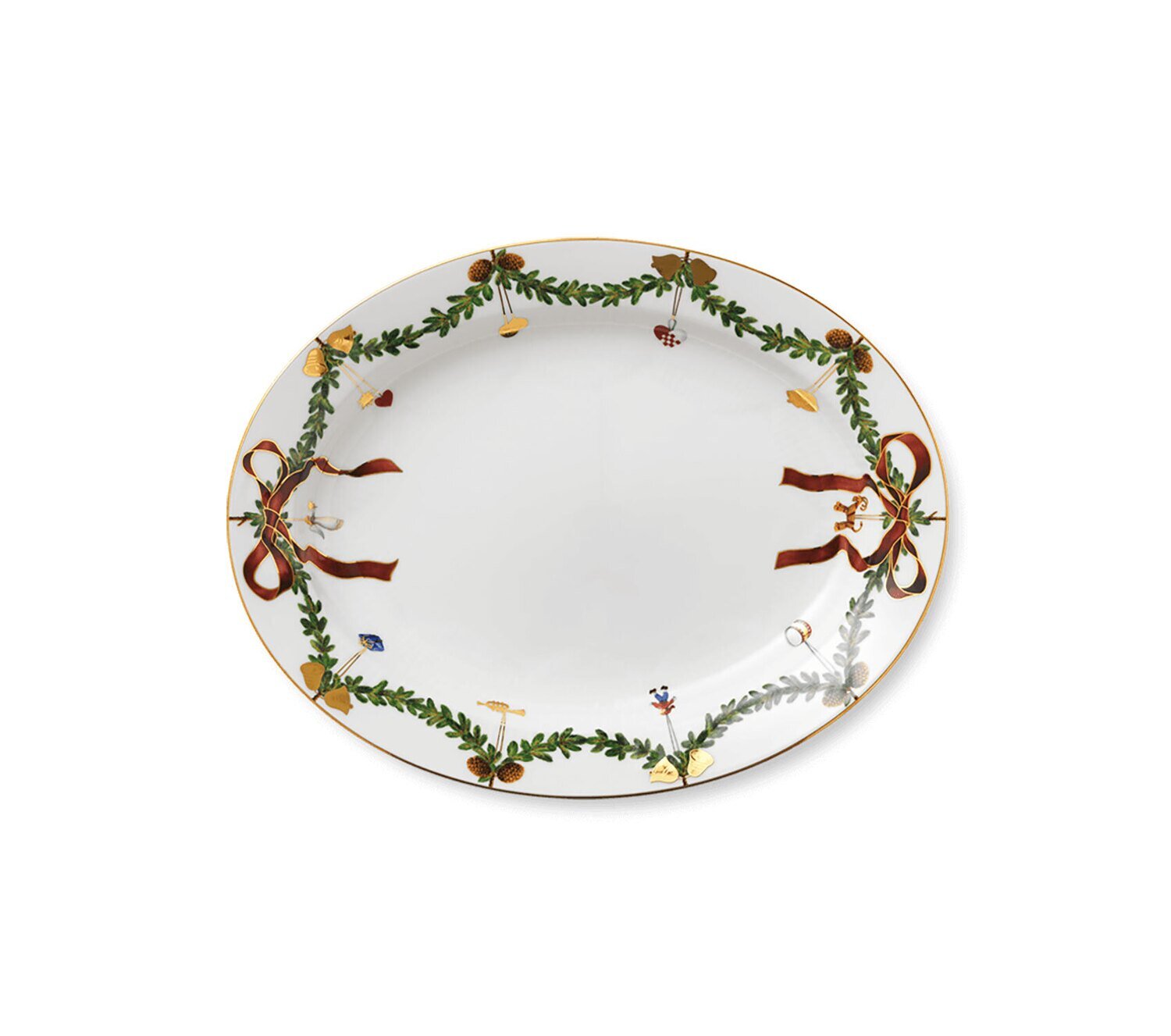 Royal Copenhagen Star Fluted Christmas Oval Platter Large 14.25 Inch 1017443