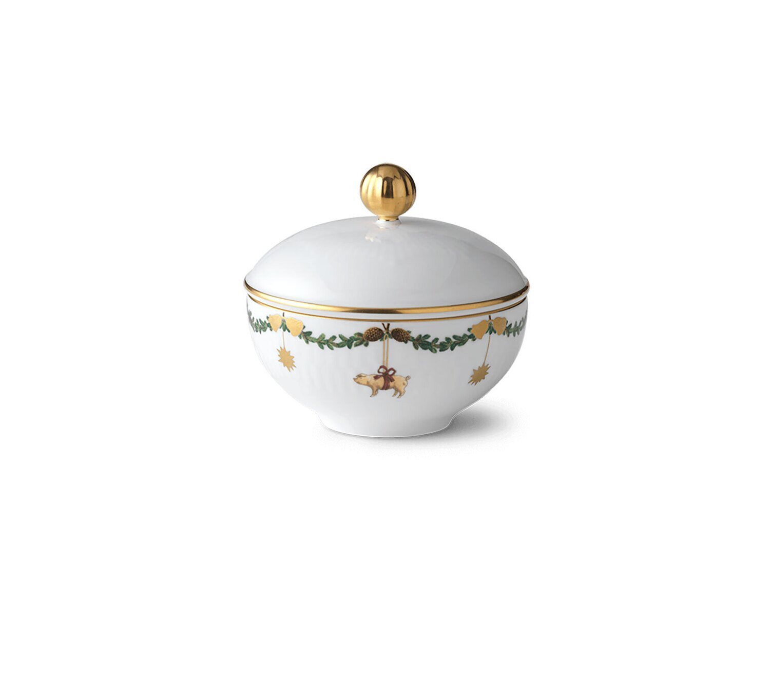 Royal Copenhagen Star Fluted Christmas Sugar Bowl With Lid 3.5 Inch 1021103