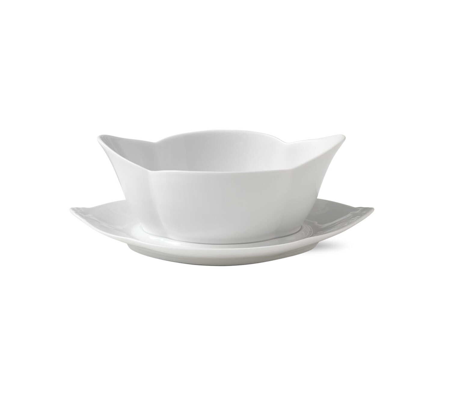 Royal Copenhagen White Fluted Gravy Boat With Stand 18.5Oz 1017398