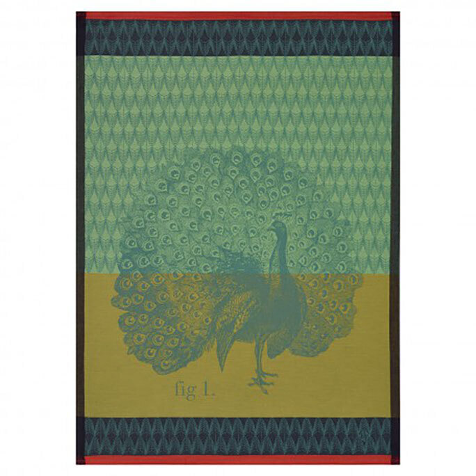Le Jacquard Francais Planche Animaliere Paon  Moss Tea Towel 24 x 31 Inch 25626 Set of 4, MPN: 2562…