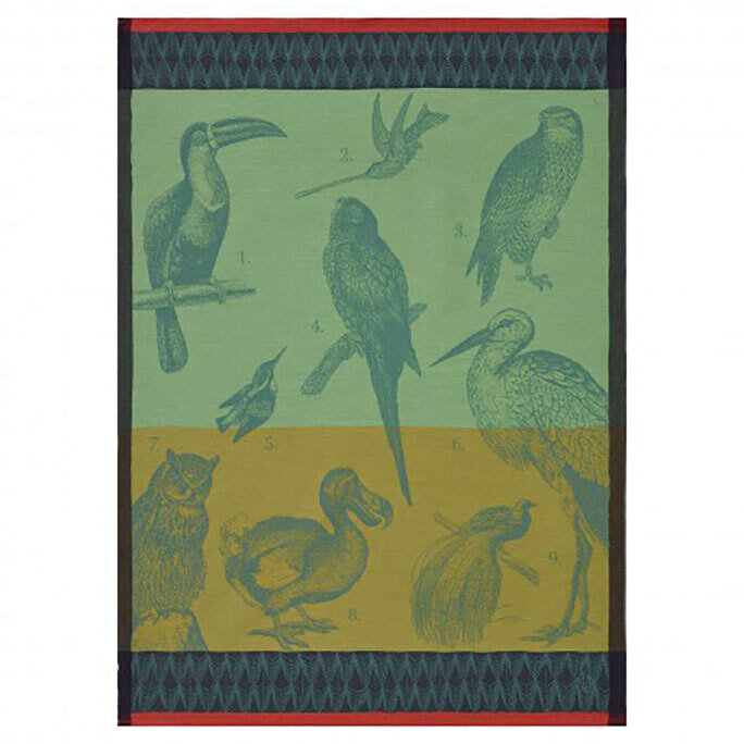 Le Jacquard Francais Planche Animaliere Voliere Moss Tea Towel 24 x 31 Inch 25629 Set of 4