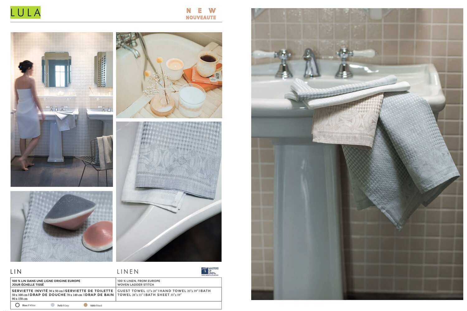 Le Jacquard Francais Lula White Hand Towel 20 x 39 Inch 26285 Set of 4