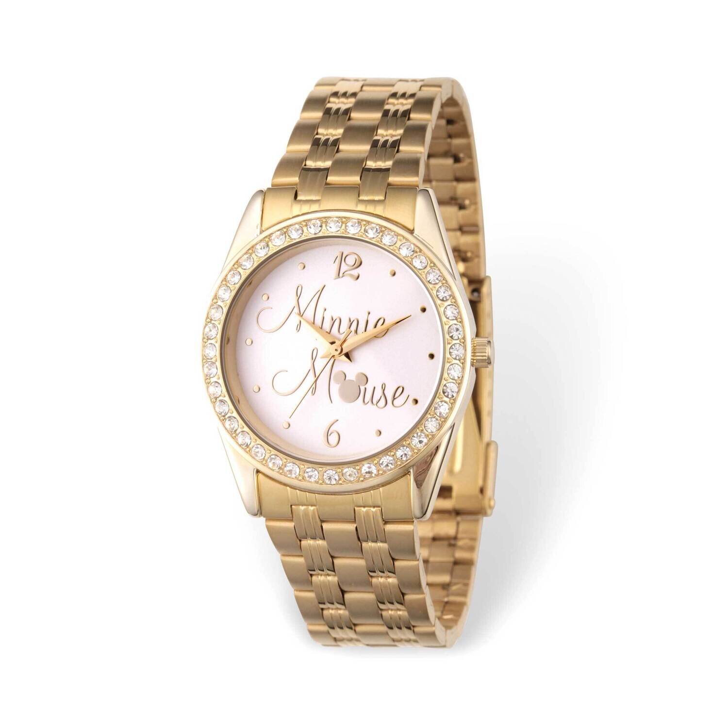 Disney Minnie Mouse Crystal Bezel Gold-tone Adult Watch XWA6175, MPN: XWA6175, 842885110272