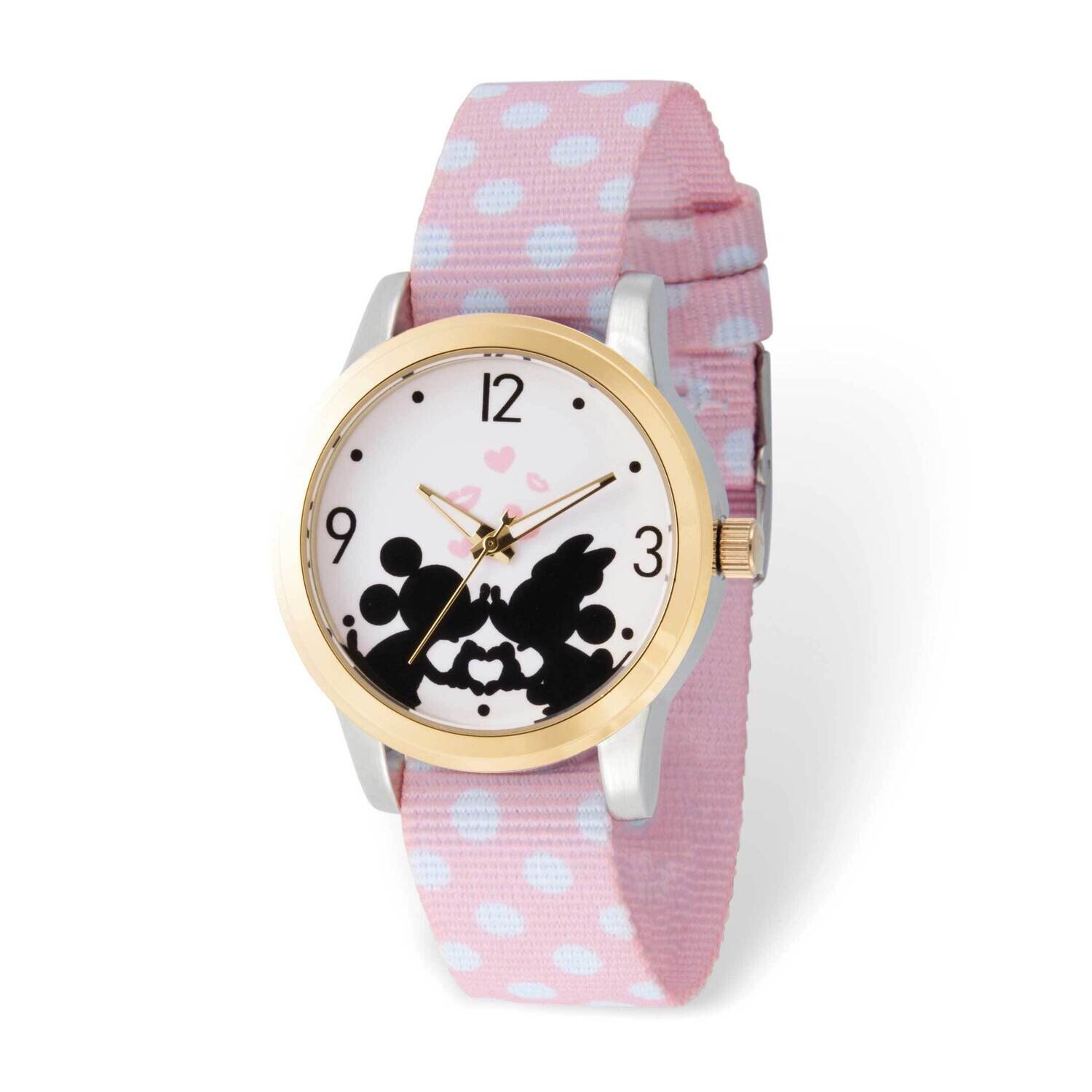 Disney Minnie/Mickey Mouse Two-tone Pink Nylon Band Adult Watch XWA6179