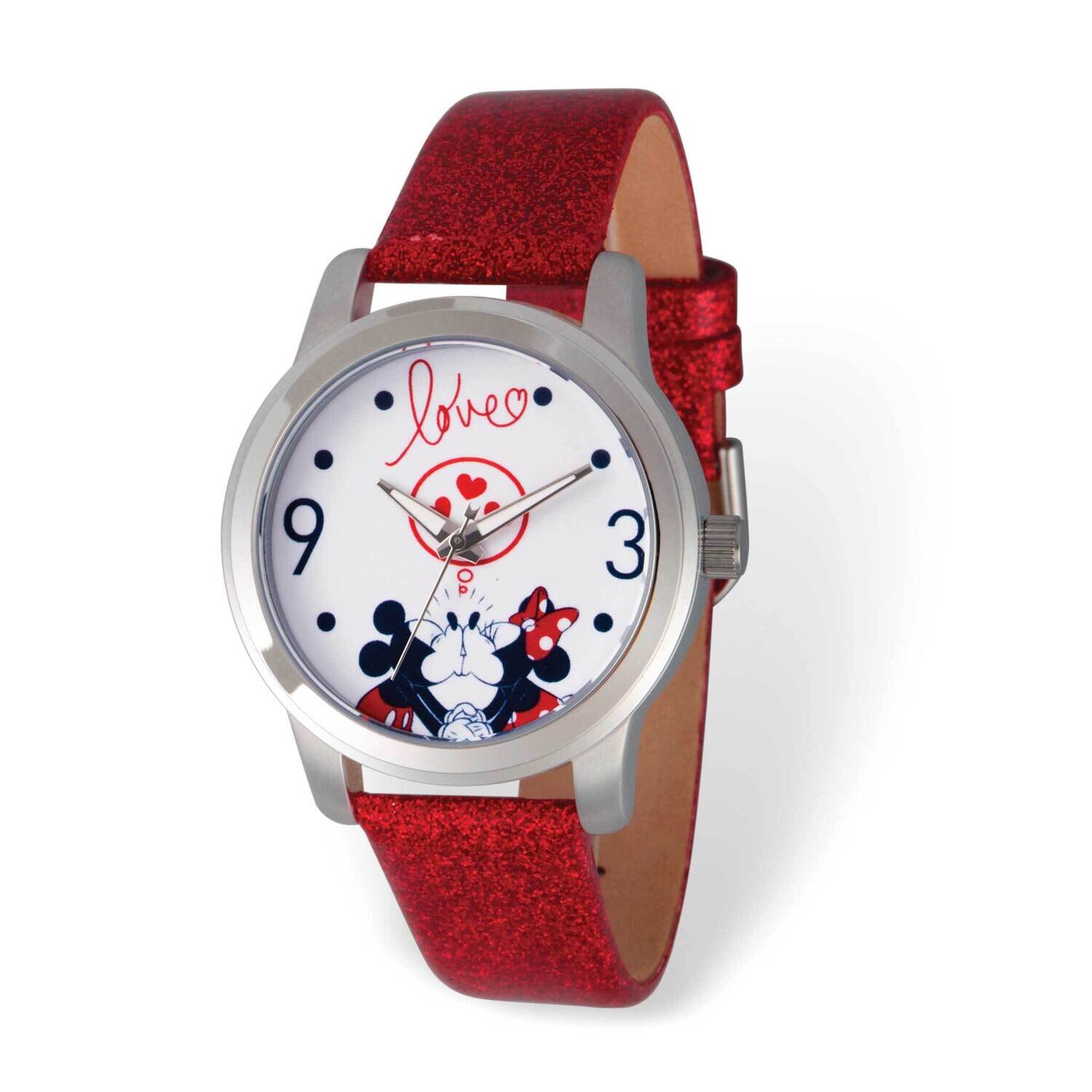 Disney Minnie/Mickey Mouse Love Red Leather Adult Watch XWA6181