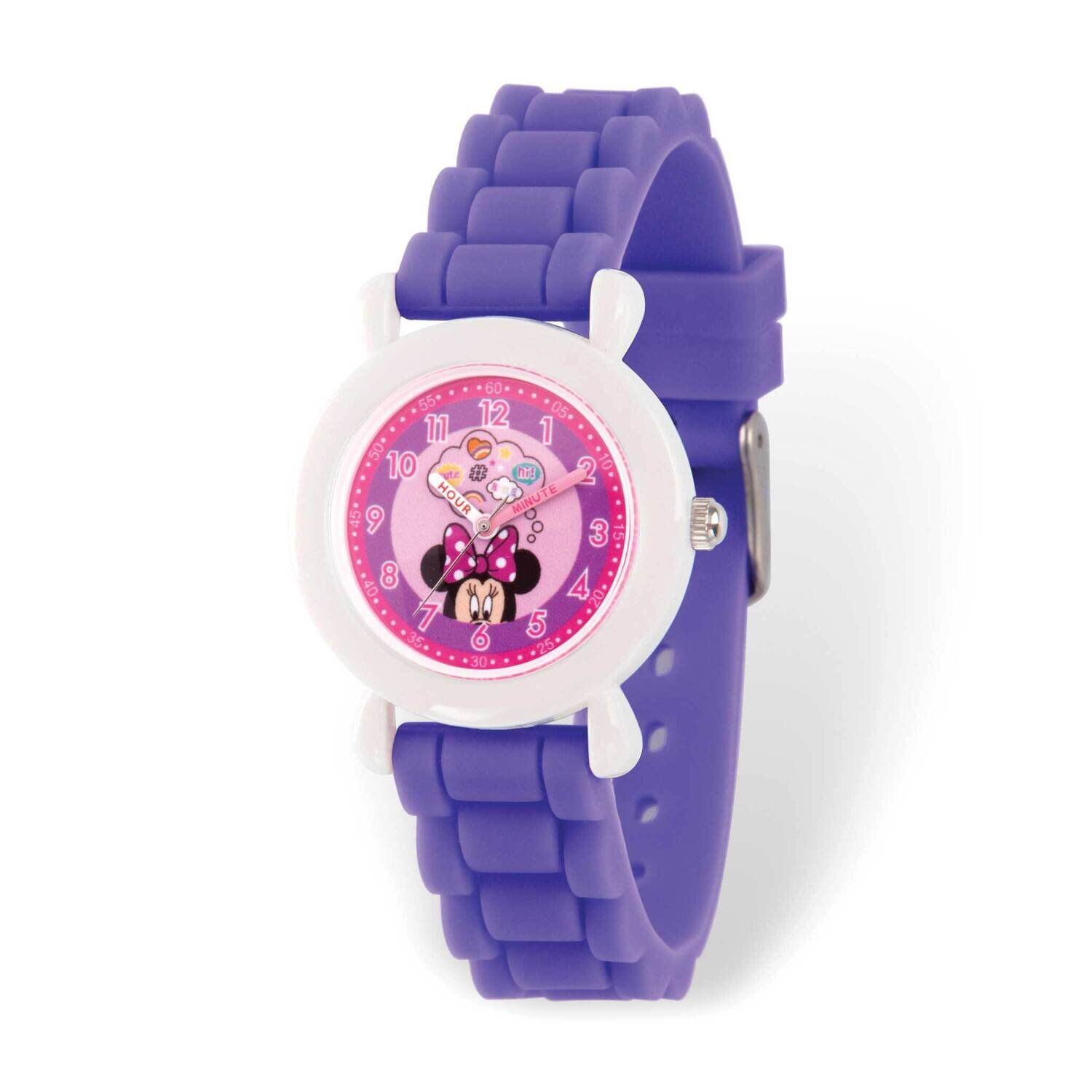 Disney Minnie Mouse Time Teacher Purple Band Kids Watch XWA6187