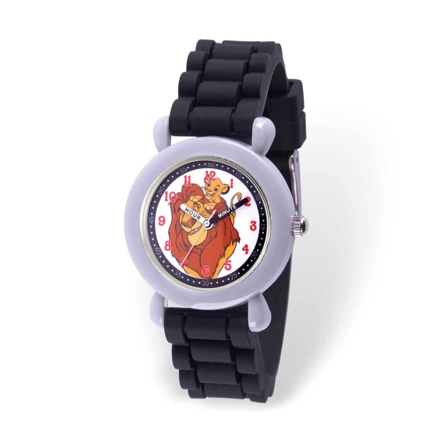 Disney Lion King Time Teacher Black Silicone Band Kids Watch XWA6222