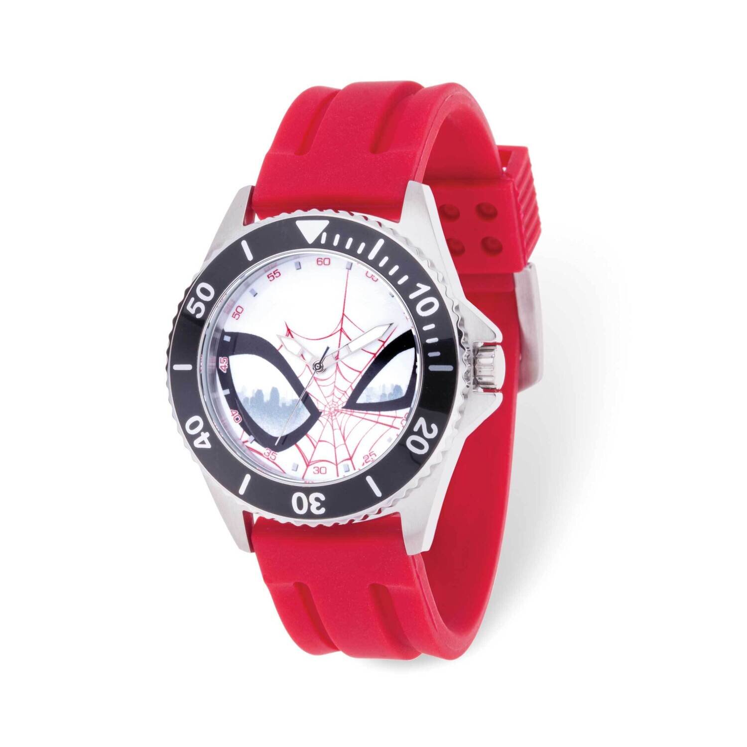 Marvel Spider-Man Mens Stainless Steel Black Bezel Red Silicone Watch XWA6266, MPN: XWA6266, 842885…