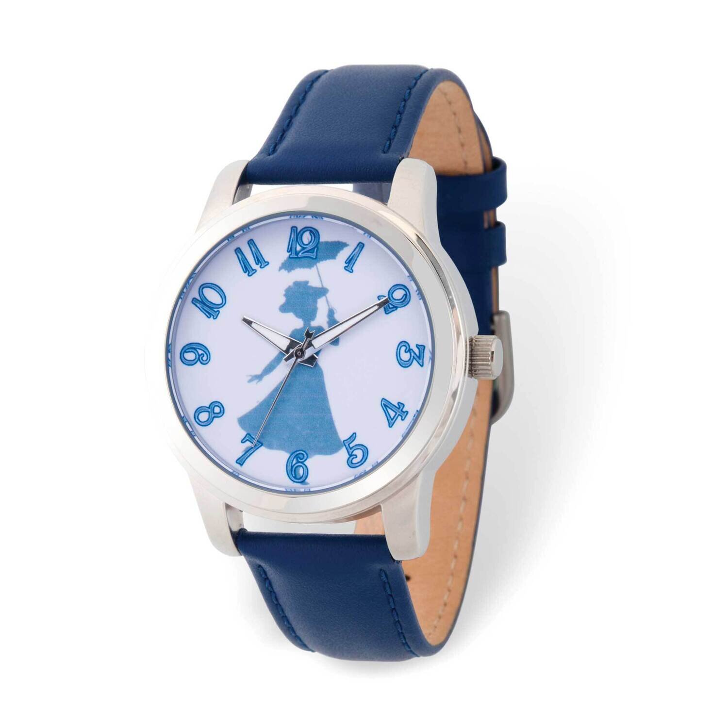 Disney Mary Poppins Silhouette Blue Leather Adult Watch XWA6267