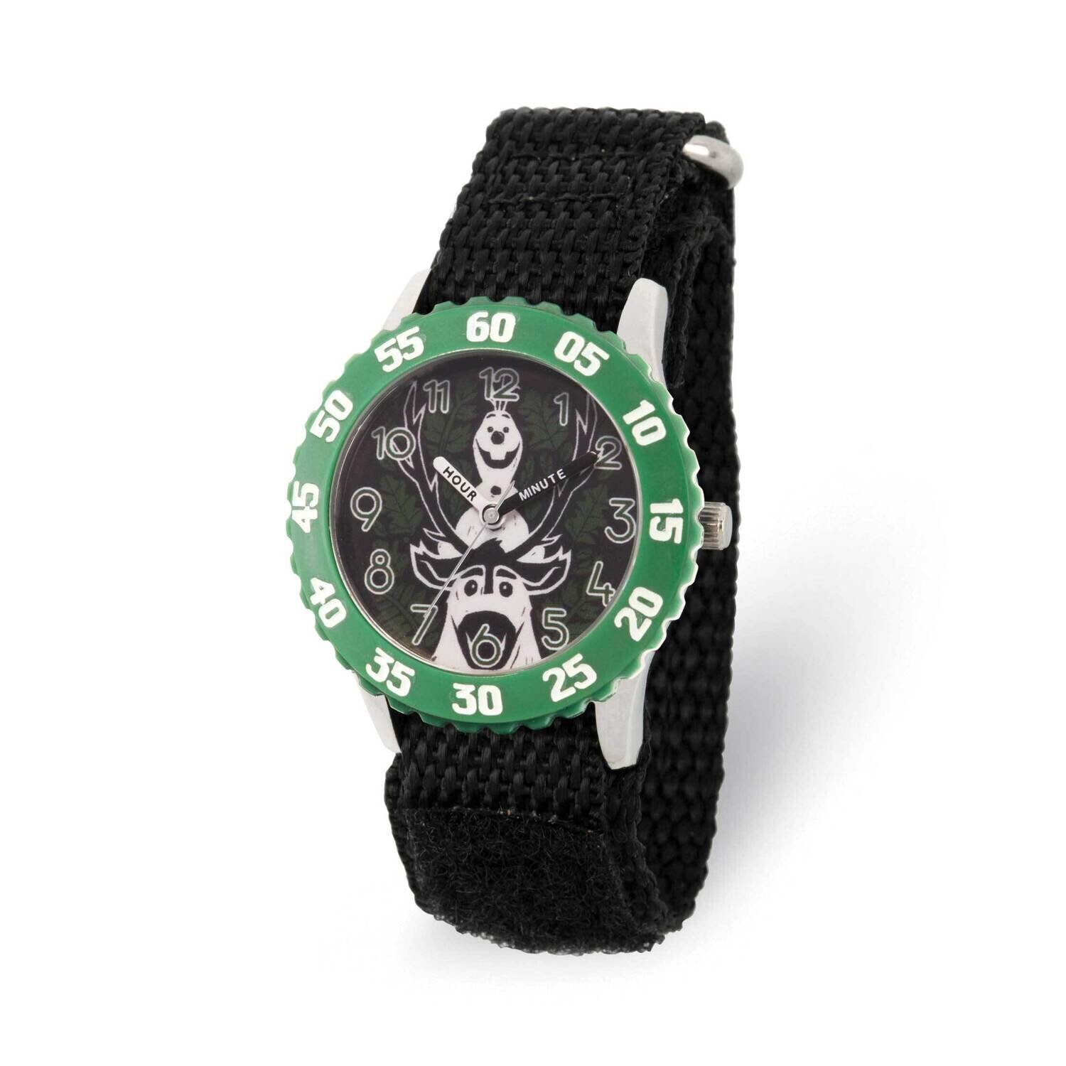 Disney Frozen II Olaf &amp; Sven Time Teacher Black Nylon Kids Watch XWA6276, MPN: XWA6276, 842885114119