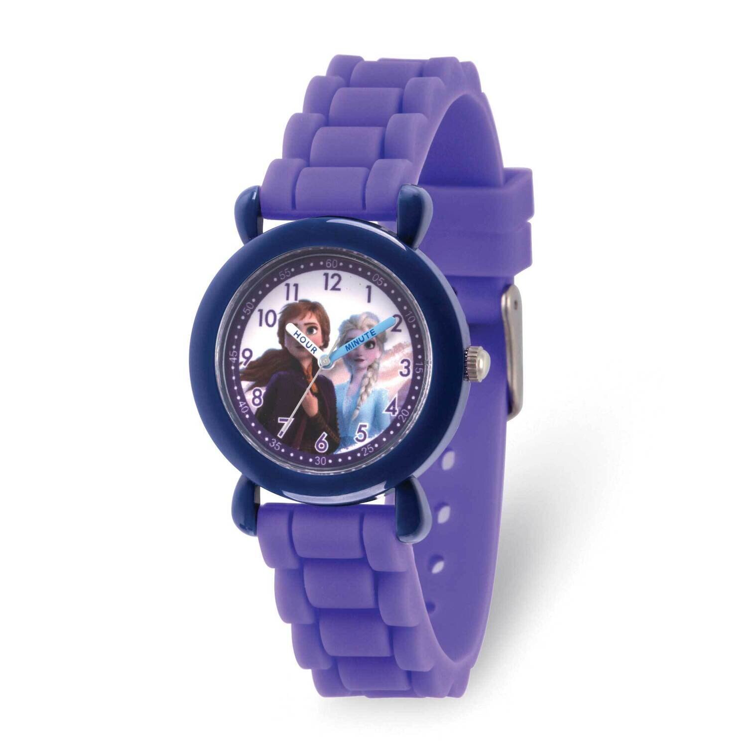 Disney Frozen II Time Teacher Purple Silicone Band Kids Watch XWA6282