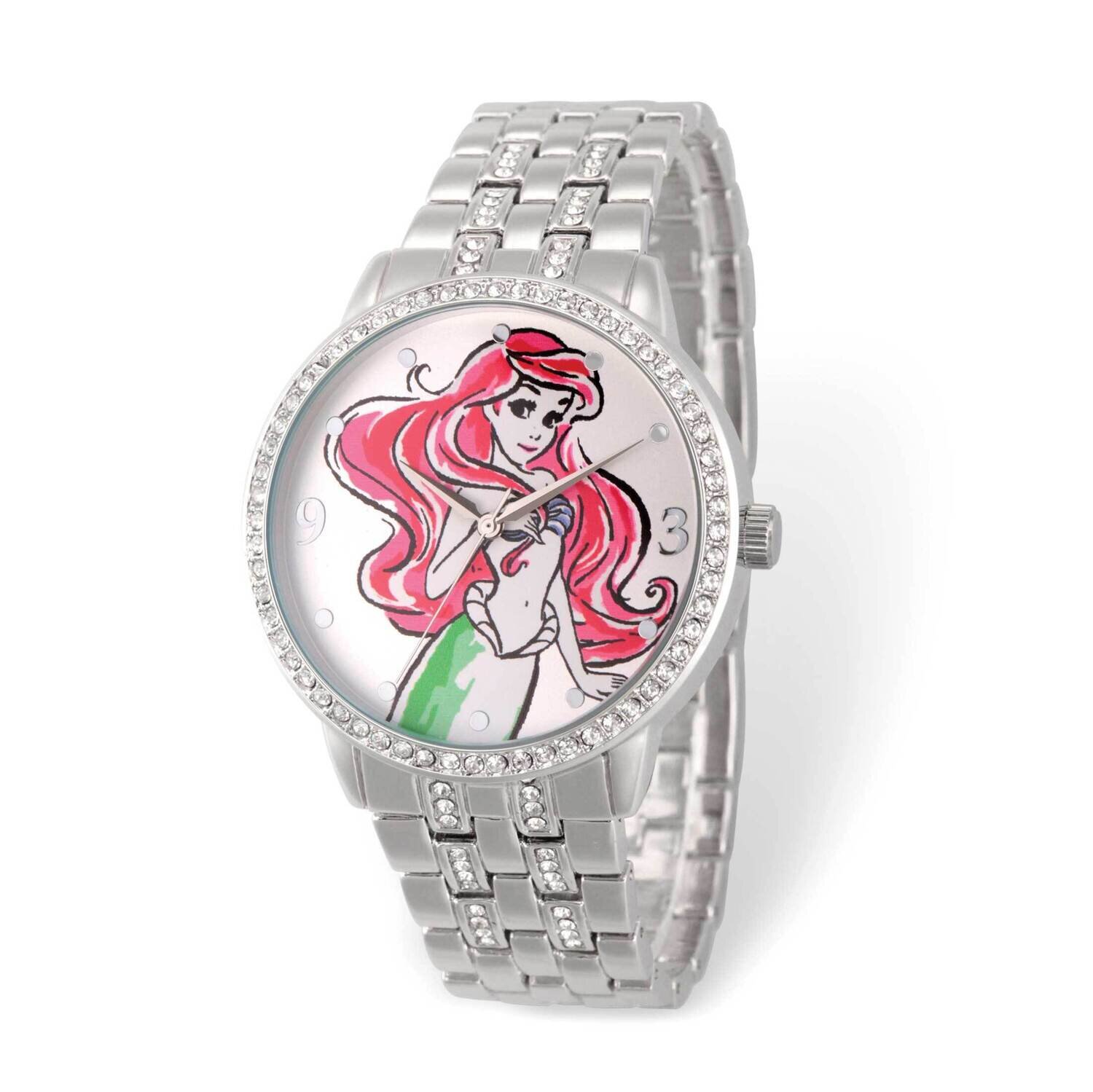 Disney The Little Mermaid Crystal Bezel Silver-tone Adult Watch XWA6297, MPN: XWA6297, 843231091504