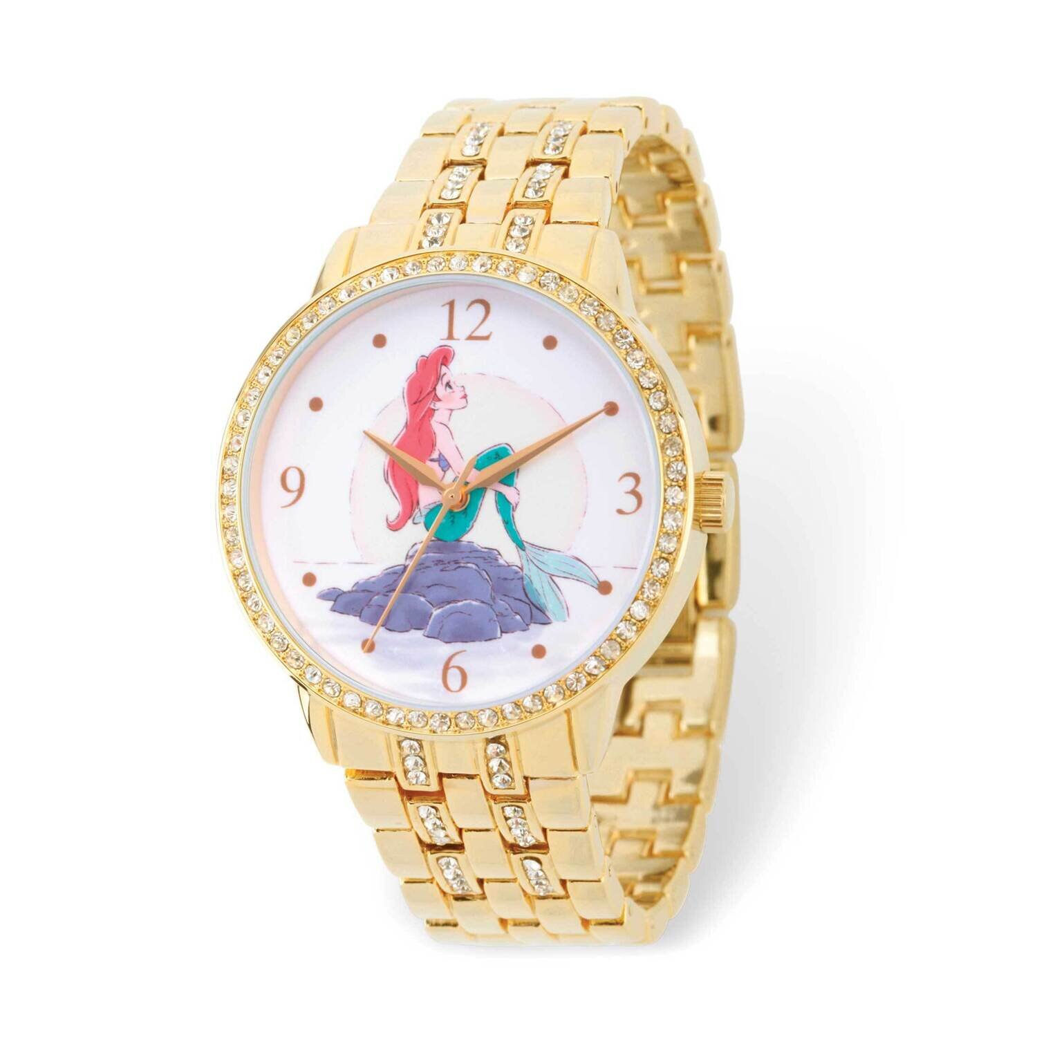 Disney The Little Mermaid Crystal Bezel Gold-tone Adult Watch XWA6298