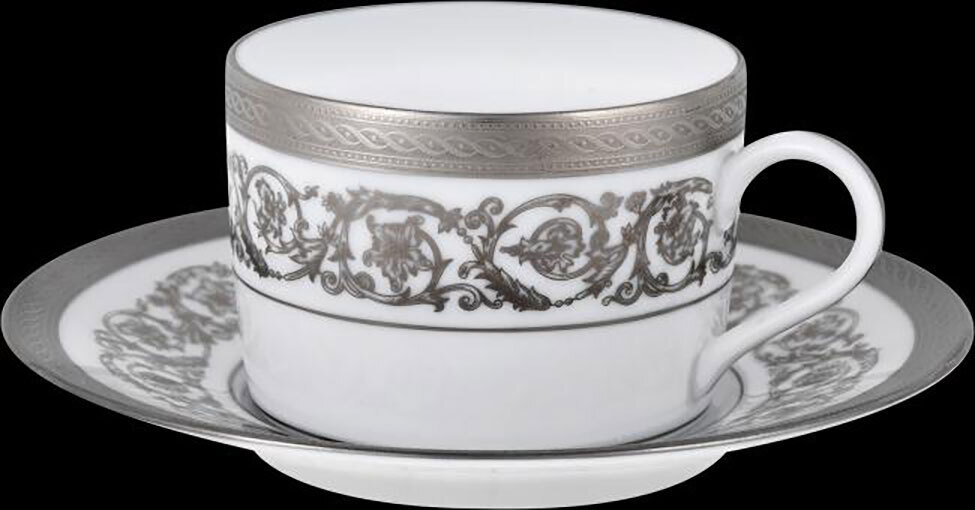 J. Seignolles Ambassade Platinum Tea Cup and Saucer JS17422, MPN: JS17422,