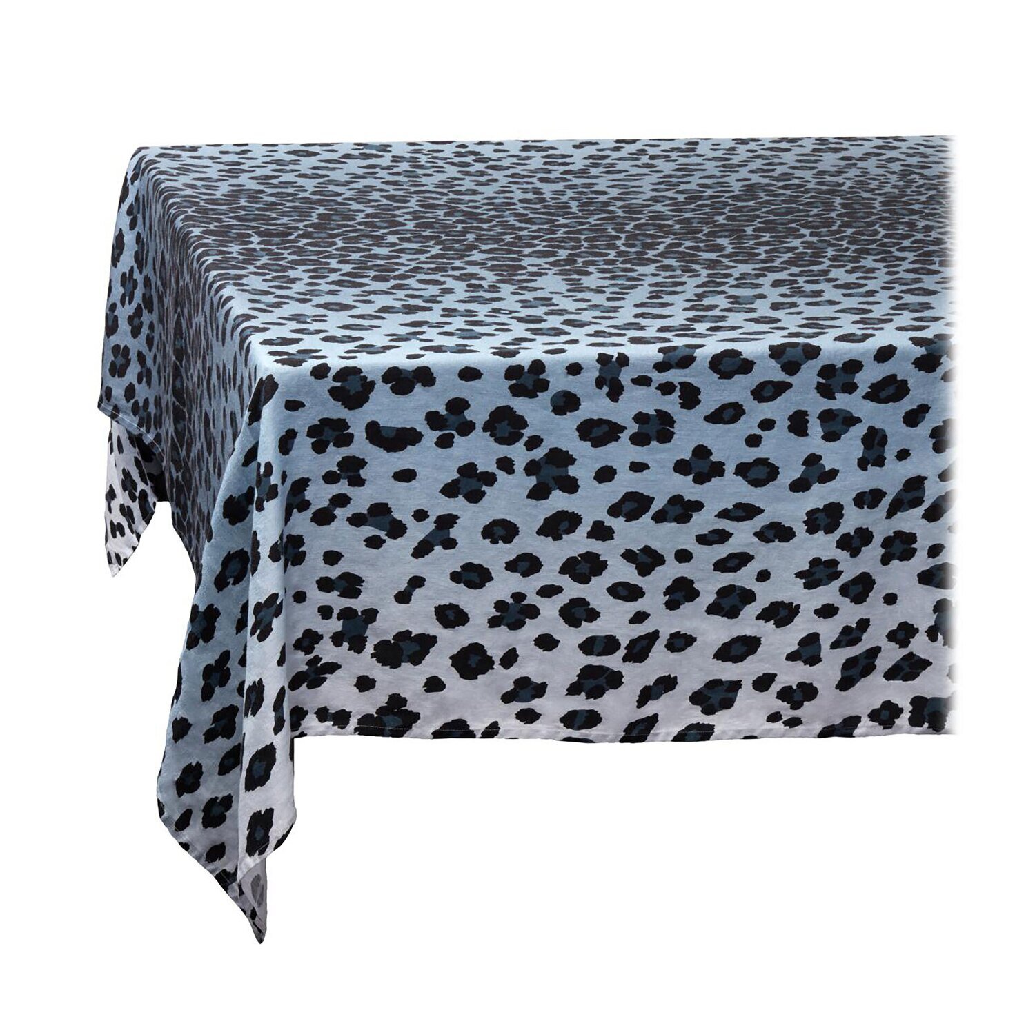 L'Objet Linen Sateen Leopard Tablecloth Large Blue LN5621