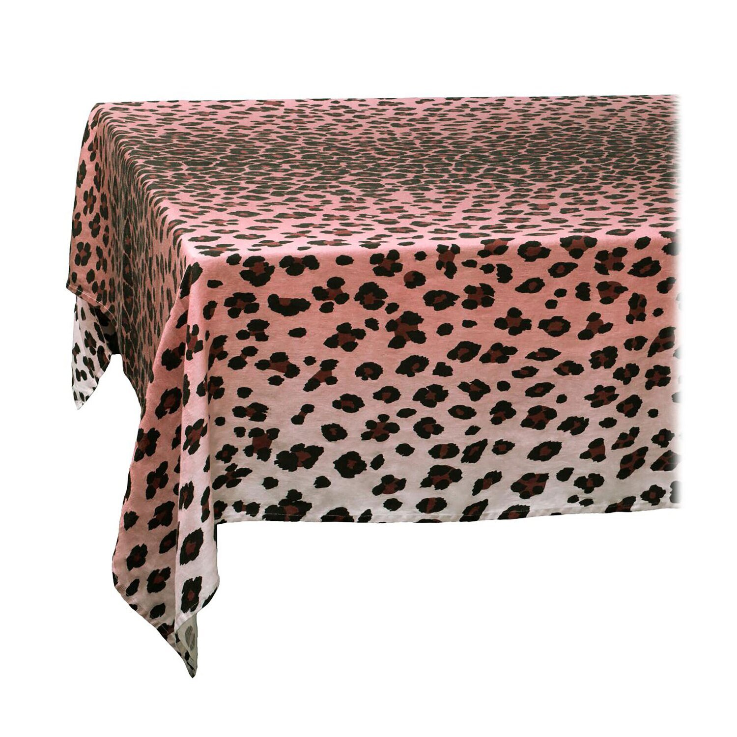 L'Objet Linen Sateen Leopard Tablecloth Medium Pink LN5720