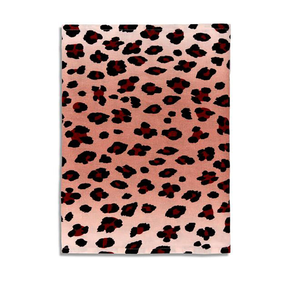L'Objet Linen Sateen Leopard Runner Pink LN5730