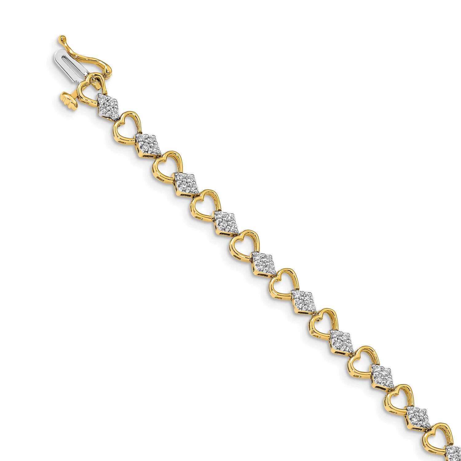 SI1/SI2 G H I Heart Link Bracelet 14k Yellow Gold Lab Grown Diamond BM4608-100-YLG, MPN: BM4608-100…