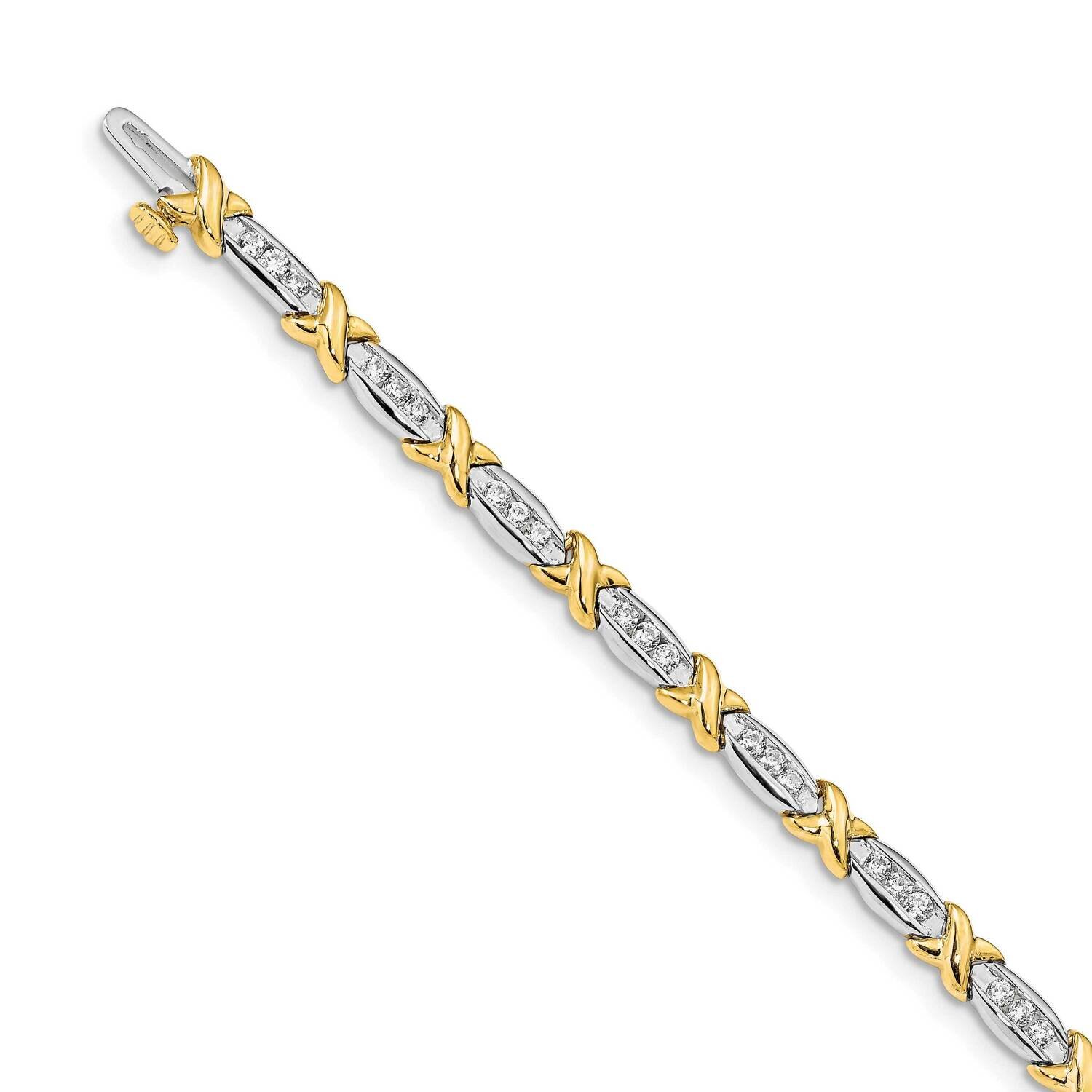 Lab Grown Diamond SI1/SI2 G H I Tennis Bracelet 14k Two-tone Gold BM4618-100-YWLG, MPN: BM4618-100-…