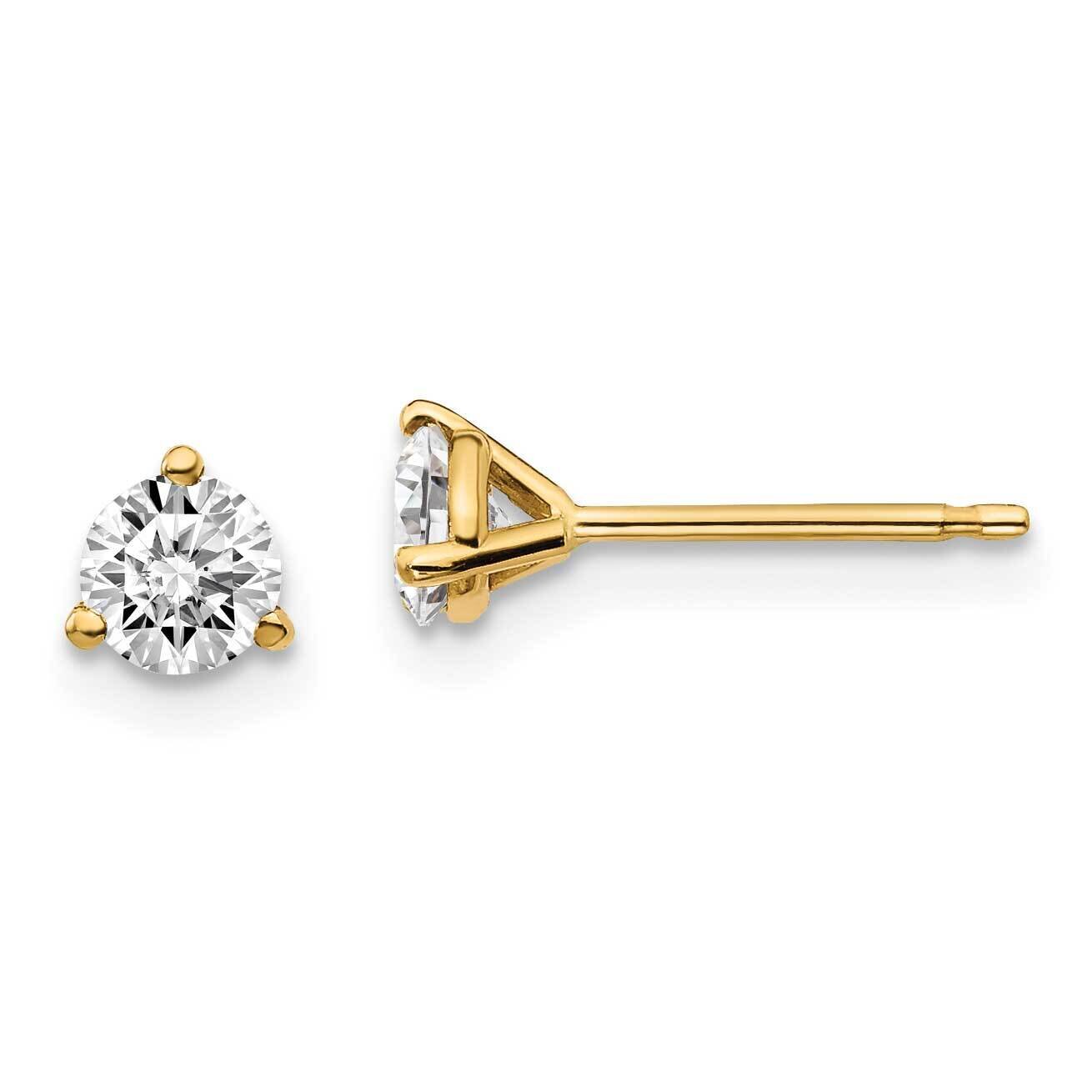 1/2ctw Certified SI1/SI2 G H I Lab Grown Diamond 3 Prong Earrings 14k Yellow Gold EM1007-050C-LG, M…
