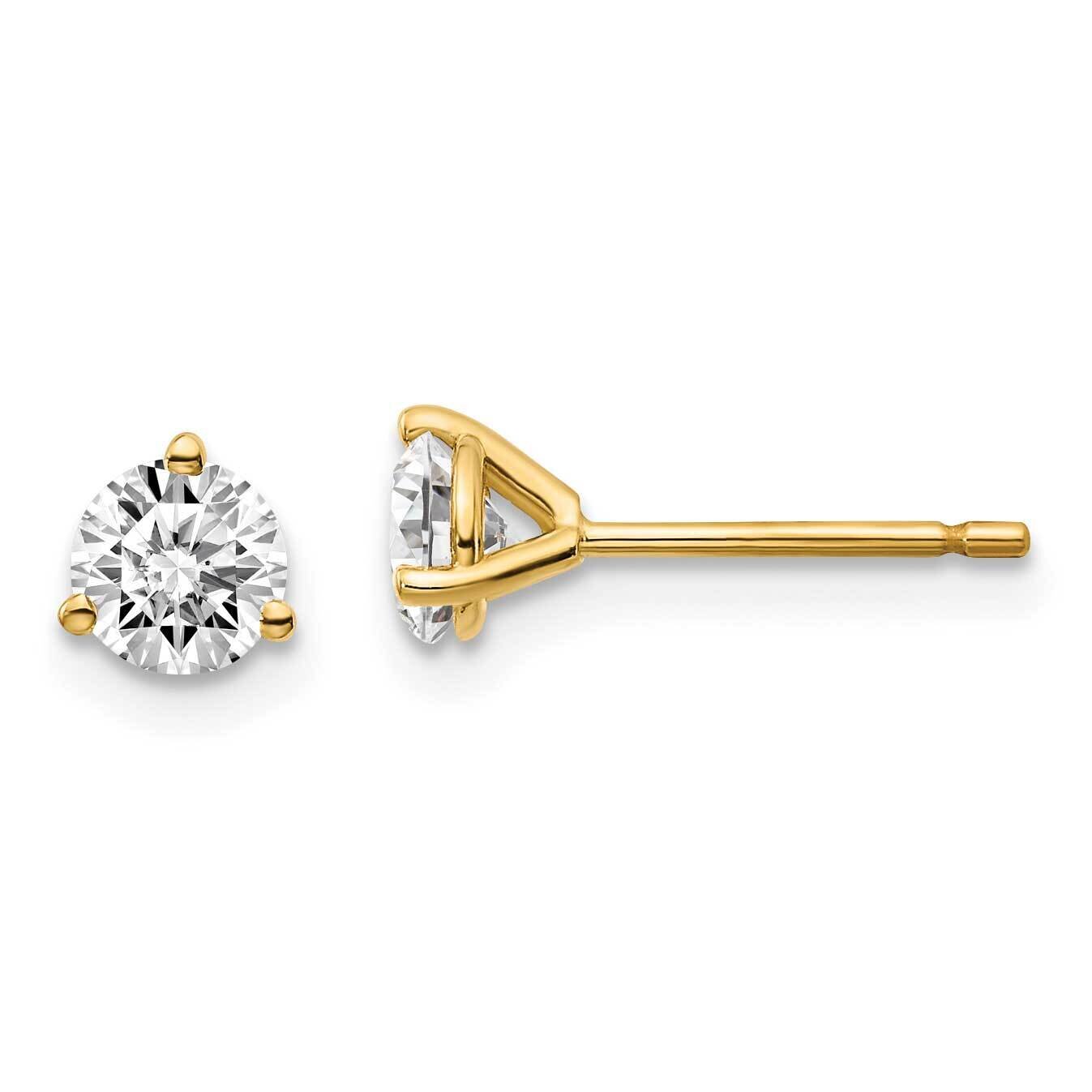 2/3ctw Certified SI1/SI2 G H I Lab Grown Diamond 3 Prong Earrings 14k Yellow Gold EM1007-066C-LG, M…