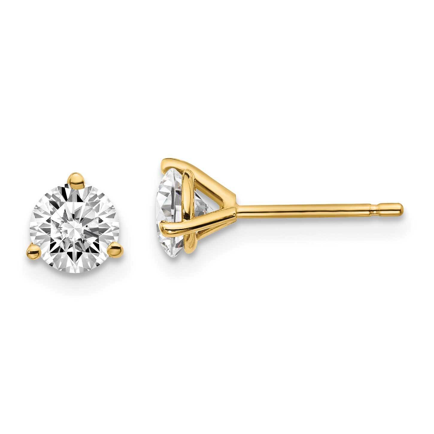 1ctw Cert. VS/SI D E F Lab Grown Diamond 3 Prong Earrings 14k Yellow Gold EM1007-100C-LD, MPN: EM10…