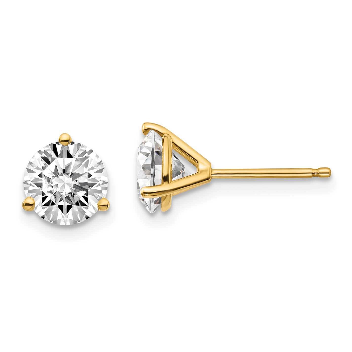 1 1/2ctw Cert. SI1/SI2 G H I Lab Grown Diamond 3 Prong Earrings 14k Yellow Gold EM1007-150C-LG, MPN…