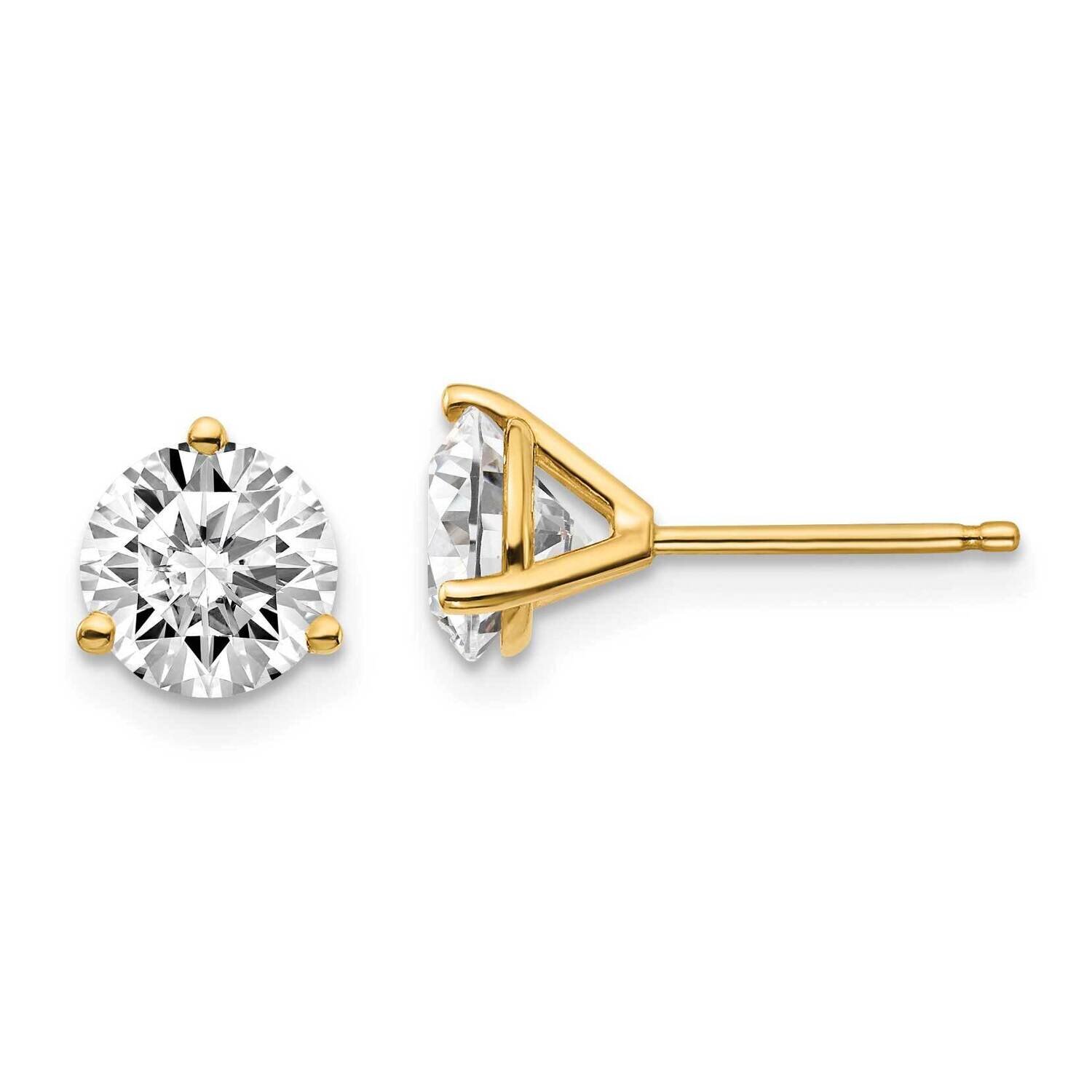 2ctw Cert. SI1/SI2 G H I Lab Grown Diamond 3 Prong Earrings 14k Yellow Gold EM1007-200C-LG, MPN: EM…