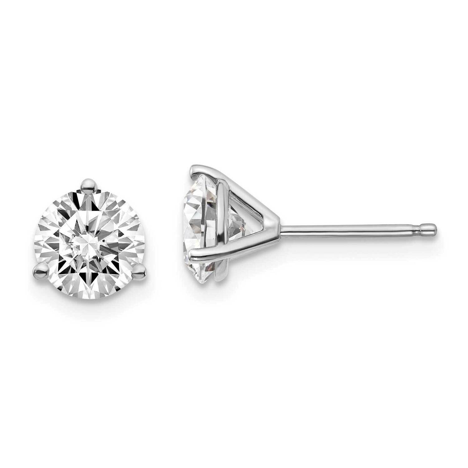 2ctw Cert. SI1/SI2 G H I Lab Grown Diamond 3 Prong Earrings 14k White Gold EM1007-200C-WLG, MPN: EM…