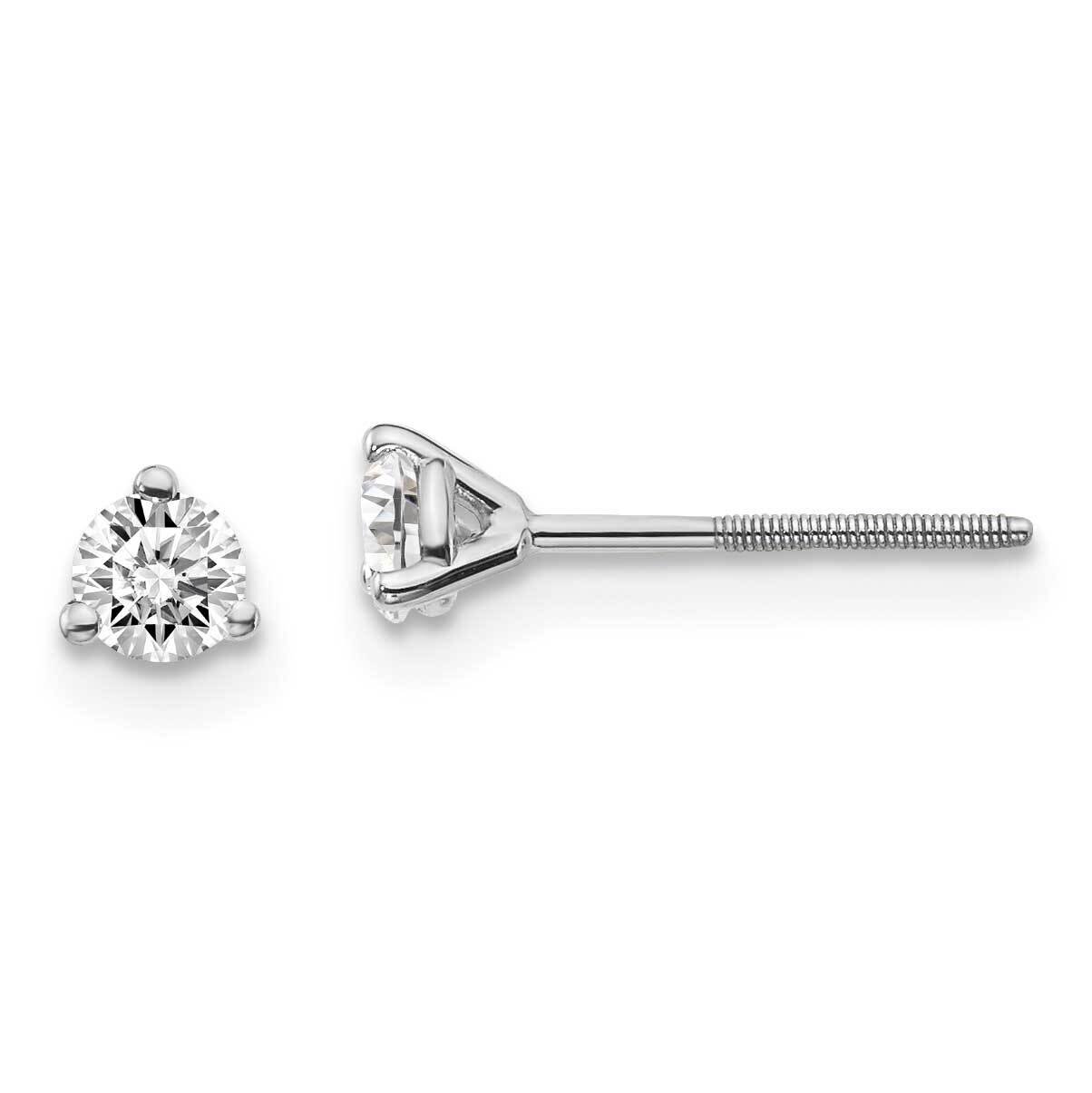 1/4ctw Cert. SI1/SI2 G H I Lab Grown Diamond 3 Prong Screwbk Earrings 14k White Gold EM1007S-025C-W…