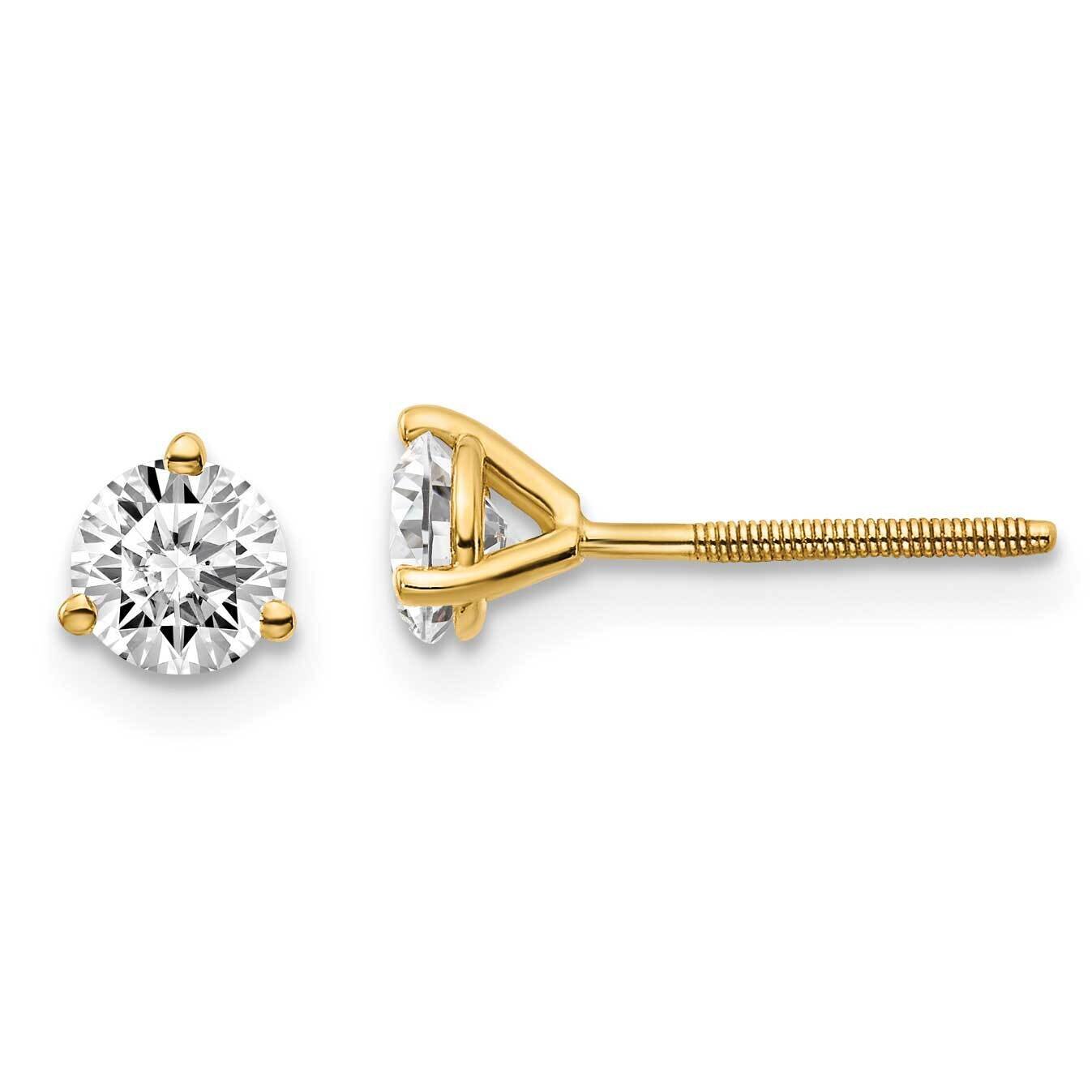 2/3ctw VS/SI D E F Lab Grown Diamond 3 Prong Screwbk Earrings 14k Yellow Gold EM1007S-066-LD