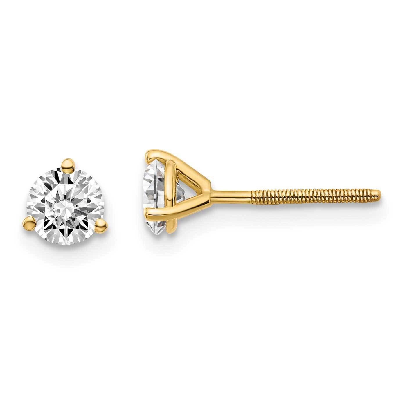 3/4ctw VS/SI D E F Lab Grown Diamond 3 Prong Screwbk Earrings 14k Yellow Gold EM1007S-075-LD, MPN: …