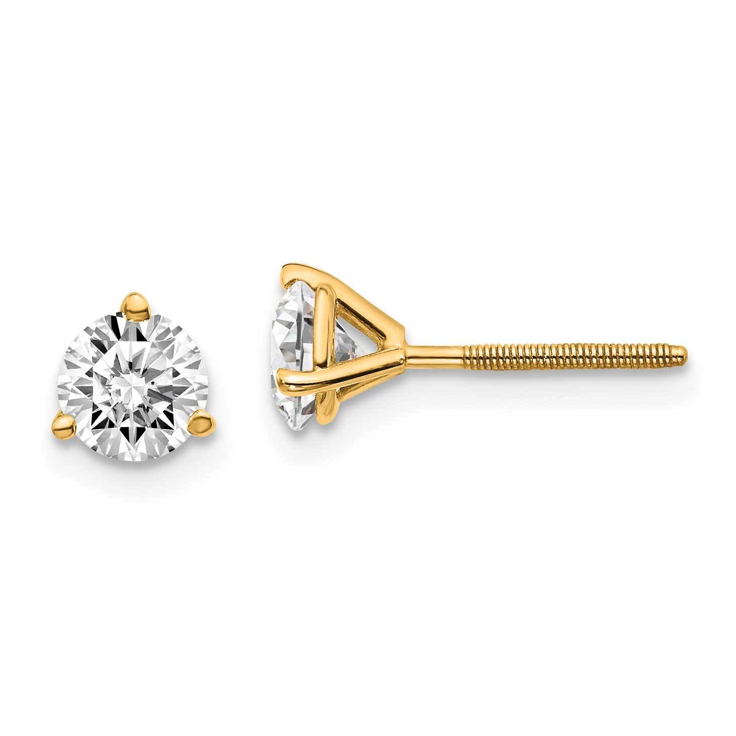 1ctw VS/SI D E F Lab Grown Diamond 3 Prong Screwbk Earrings 14k Yellow Gold EM1007S-100-LD, MPN: EM…